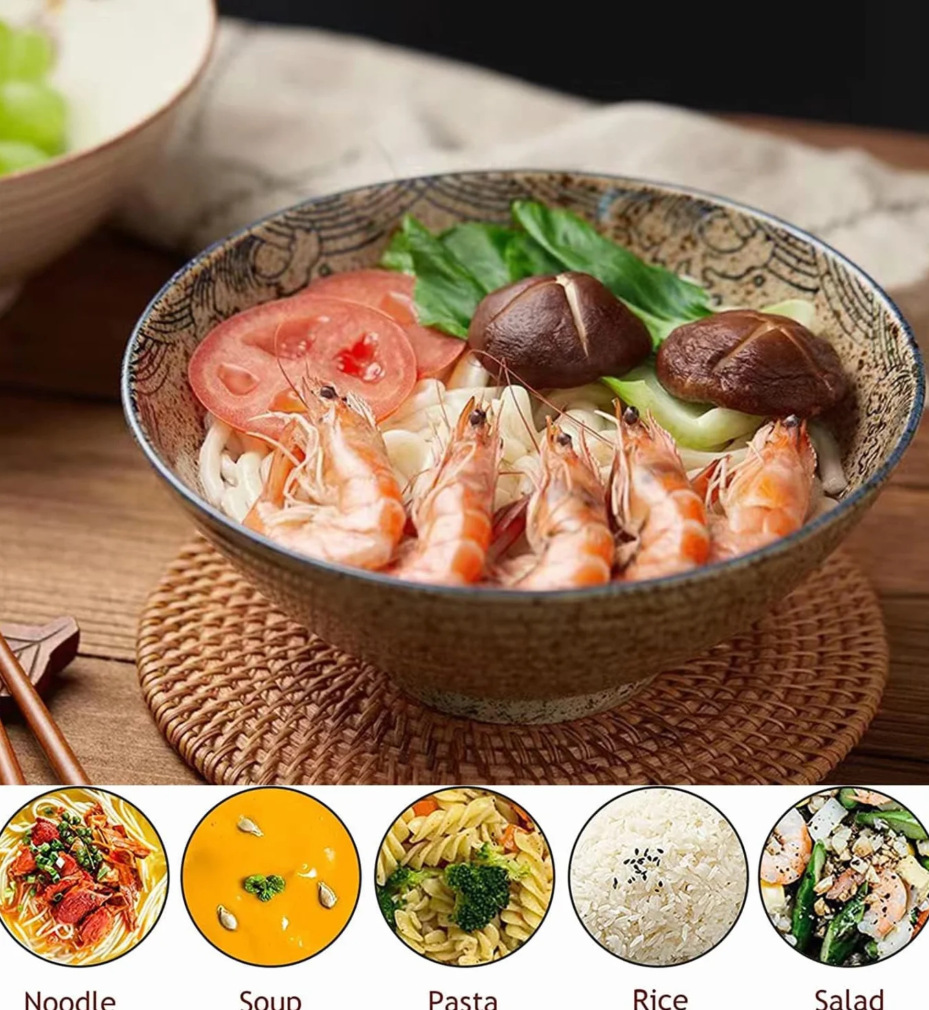 Ramen Bowl zestaw japońskiej ceramiki ramen miska z łyżeczką 1200 ml miedziana miska na musli miska na sałatkę