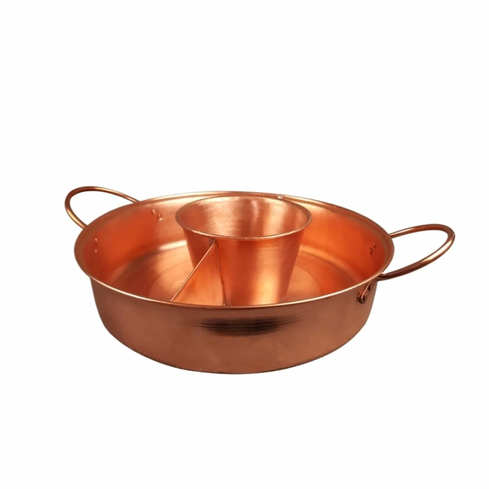 Hot Pot Shabu Naczynie do Gotowania Miedziany Gorący Garnek Dwustronny Na Makaron Shabu Podwójny Do Sosu Garnek do Gotowania(28cm)