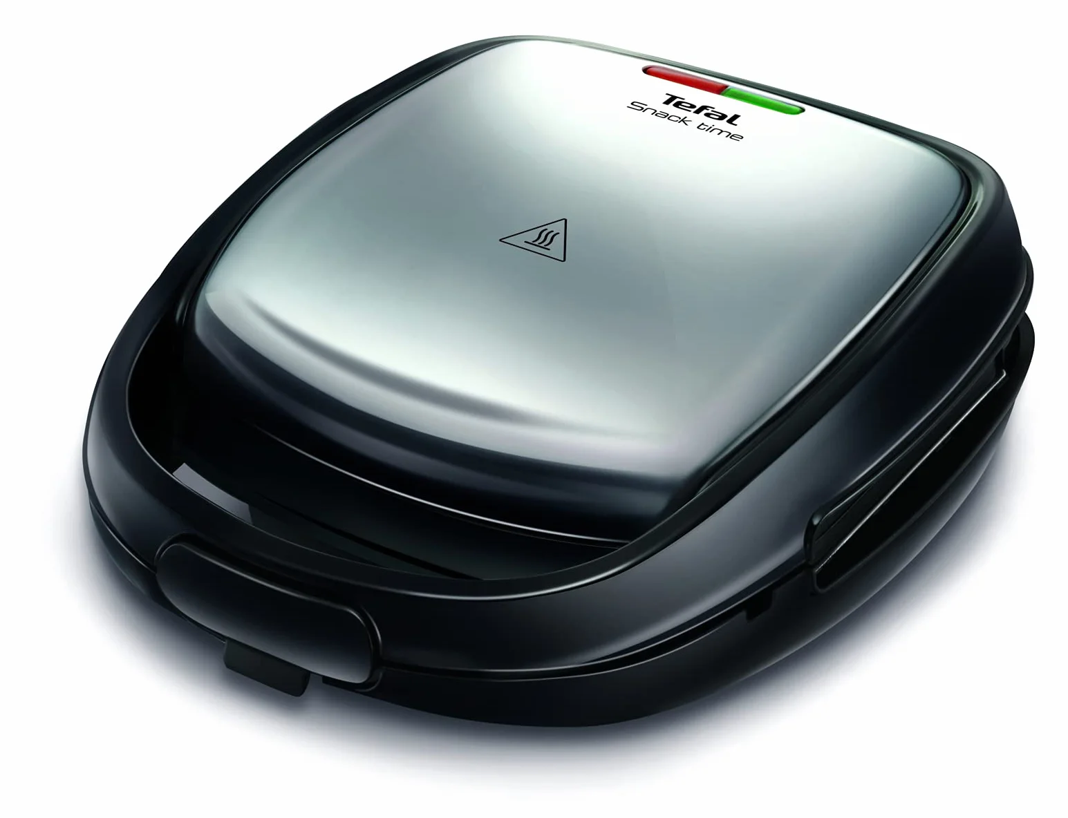 TEFAL Snack Time 2 SW341D12 Opiekacz do kanapek i gofrów metalowy, Czarno-stalowy, Możliwość mycia w zmywarce