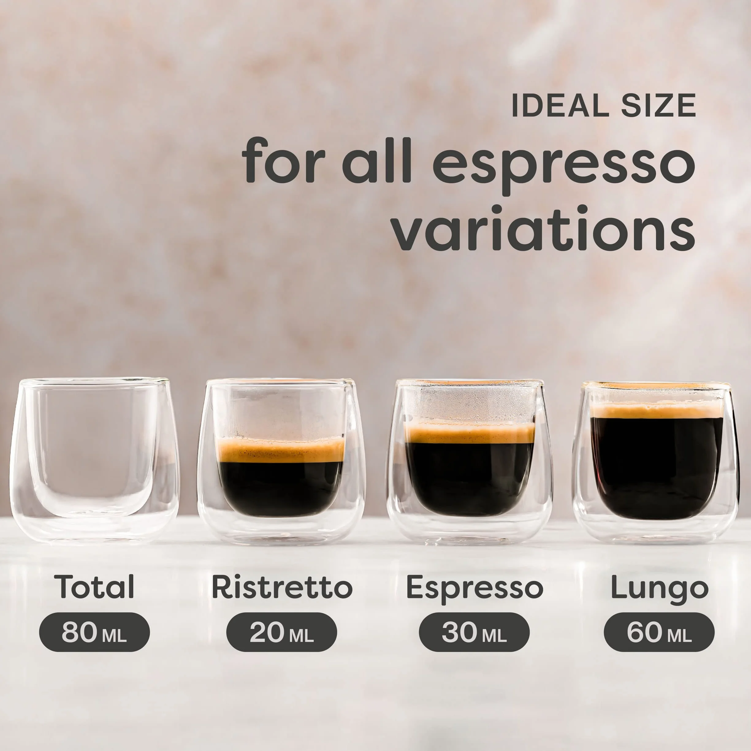 Cosumy 4 Szklanki termiczne do espresso o podwójnych ściankach 80ml - dłużej utrzymują ciepło - chronią dłonie - z pudełkiem upominkowym