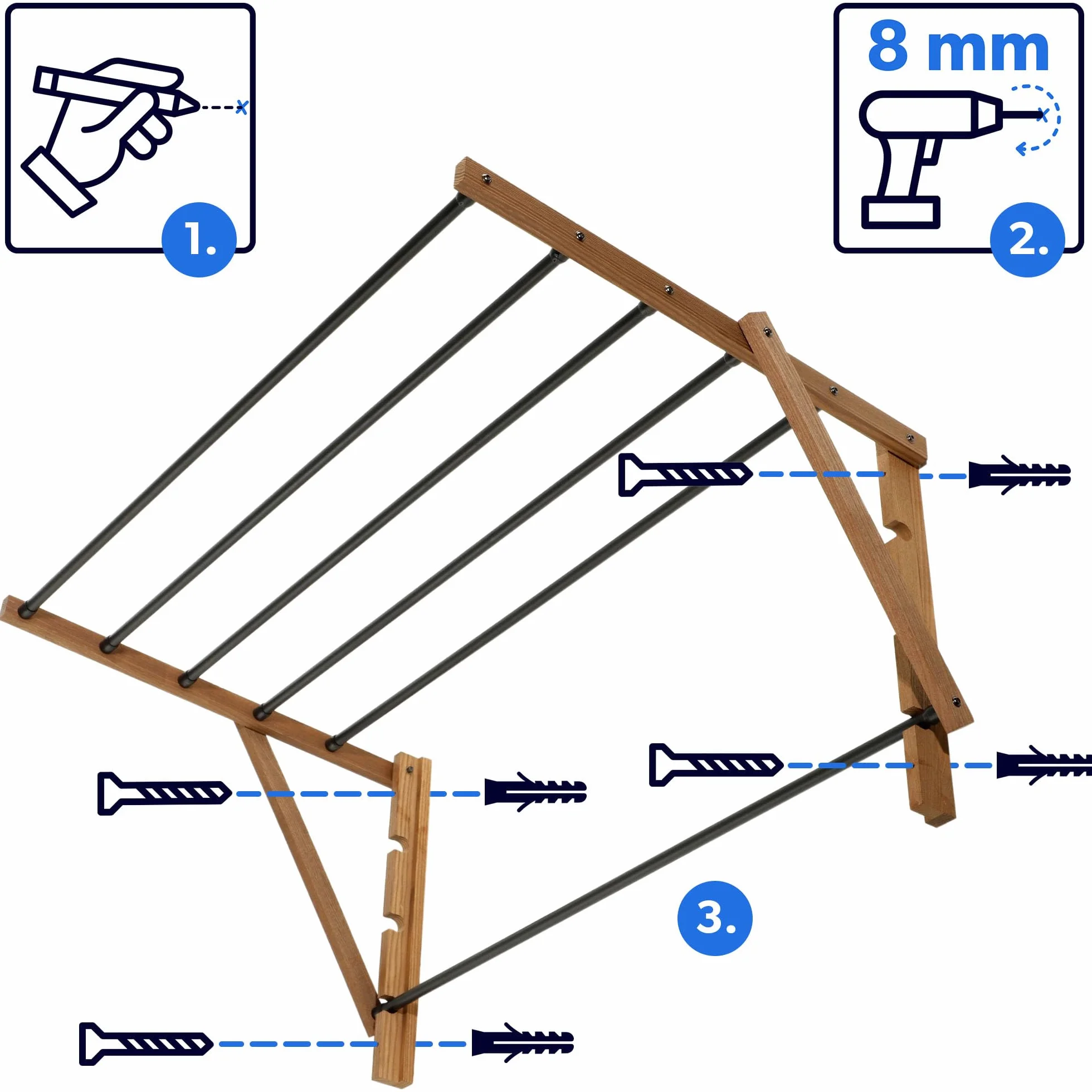 KADAX Suszarka na pranie wieżowa 85x39.5cm Oszczędza miejsce po złożeniu, stabilna konstrukcja i pewne oparcie, do mieszkania, na balkon i taras