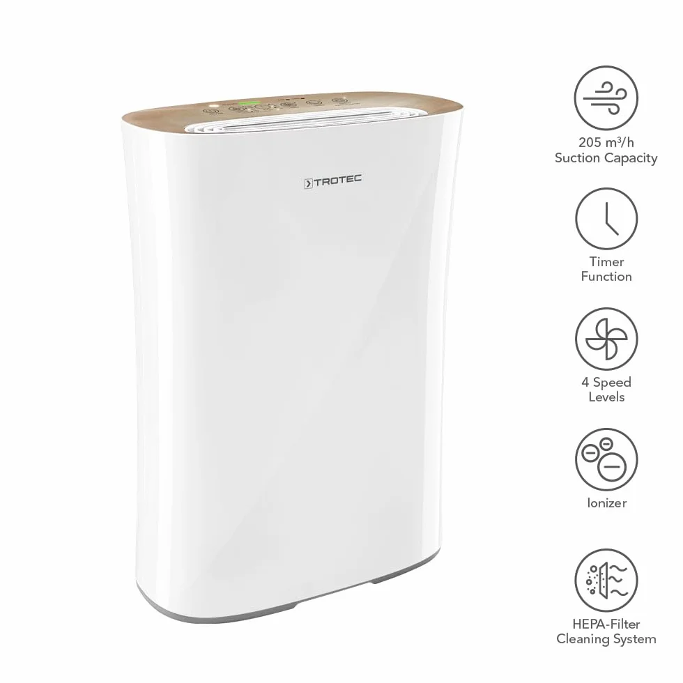 TROTEC Oczyszczacz powietrza AirgoClean 110 E HEPA 25 m² 63 m³ 4 stopnie wentylatora 99,97% cząstek