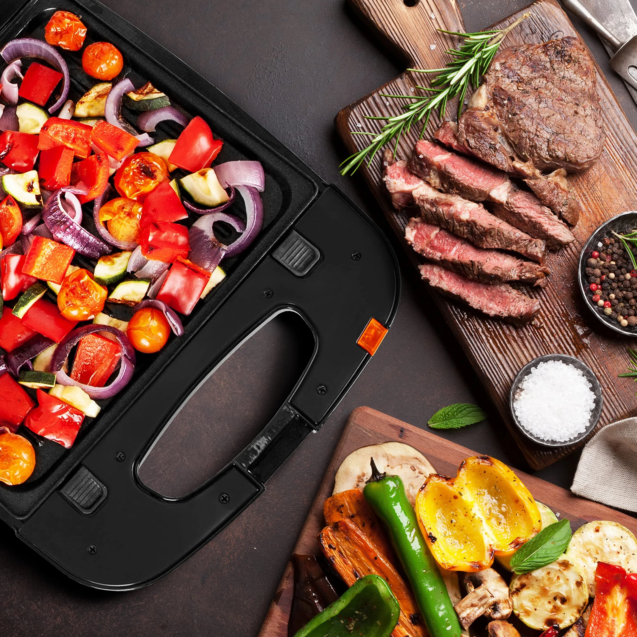 Duronic SWM60 Gofrownica grill i opiekacz do kanapek w 1 urządzeniu 1200W | wyjmowane talerze | łatwe czyszczenie | nieprzywierająca powłoka | 4 gofry belgijskie na raz | opiekacz do panini