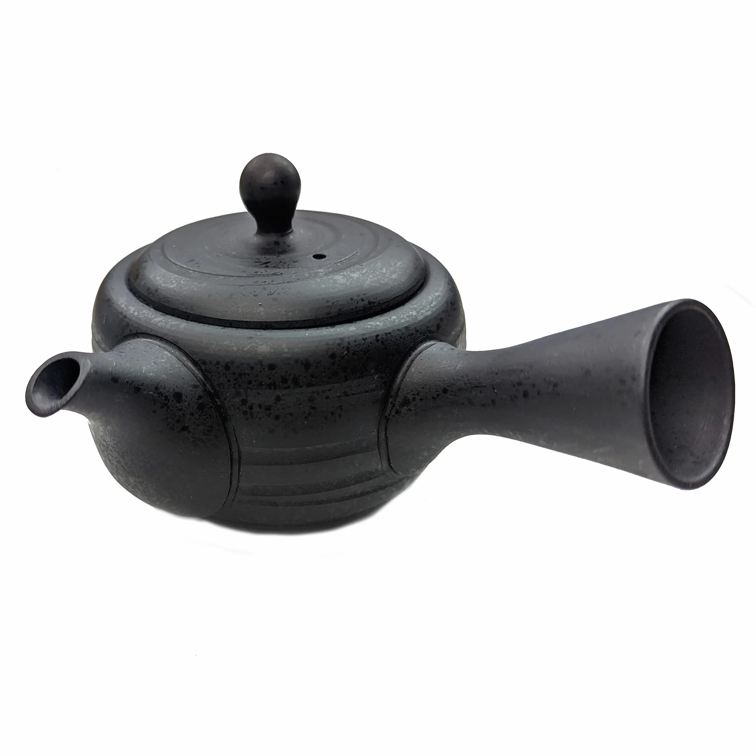 Kyusu Czajniczek japoński z ceramiki 200 ml, ceramiczny czajniczek Kyusu z bocznym uchwytem i sitkiem ze stali nierdzewnej, jednoręczny czajniczek do przygotowywania zielonej herbaty, Charcoal