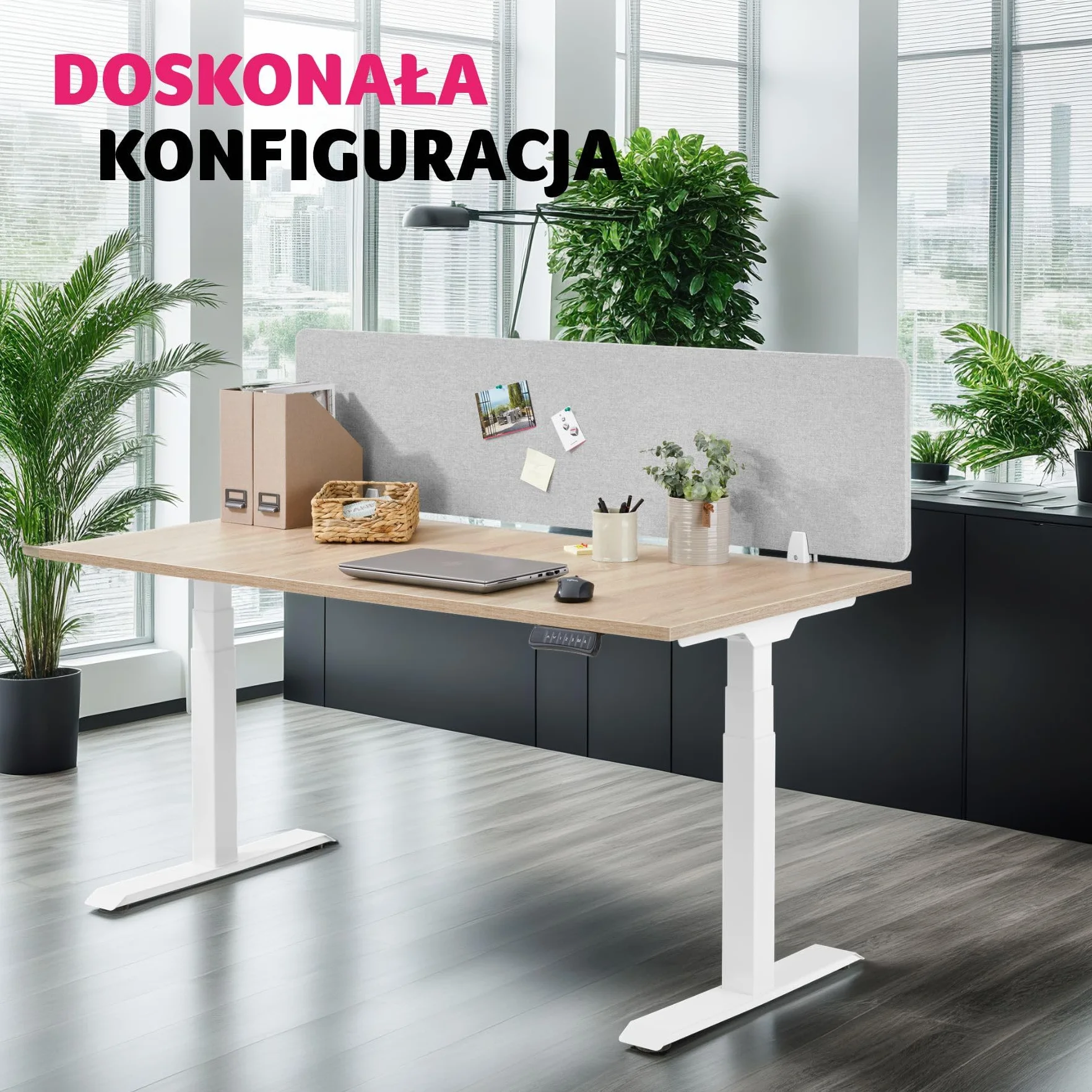 tectake® Panel Dźwiękochłonny na Biurko, Izolacja Akustyczna, Łatwy Montaż bez Wiercenia 160 x 40 cm (Szary)