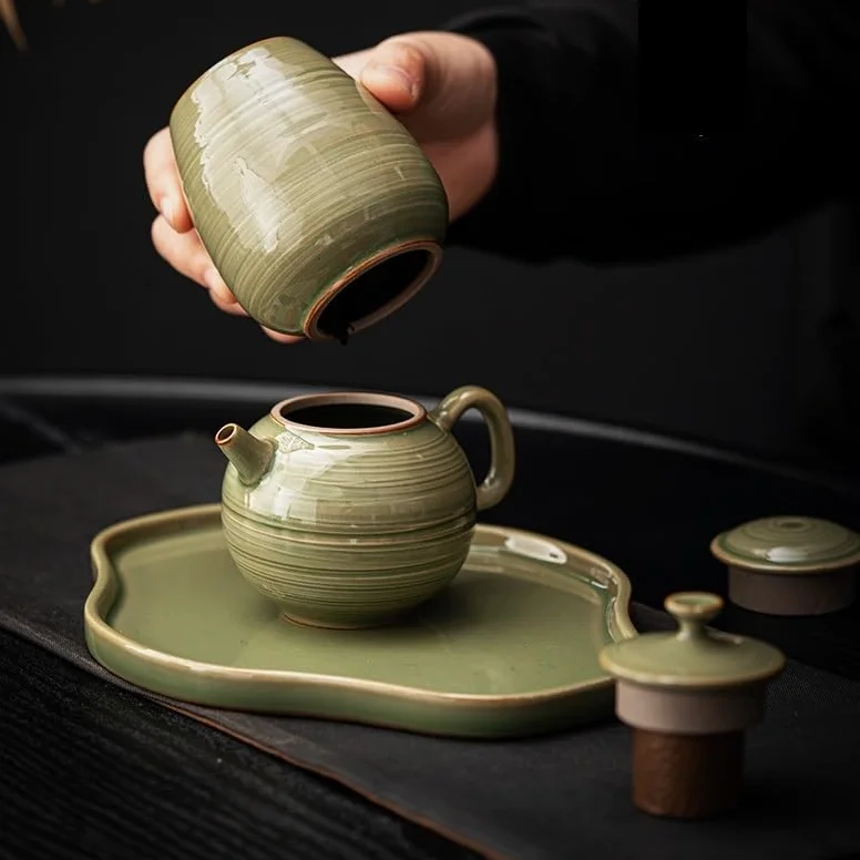 Pojemniki na herbatę sypką Ceramiczny pojemnik na herbatę Mini Awakening Przenośna, zamknięta, czarno-zielona próbka(D)
