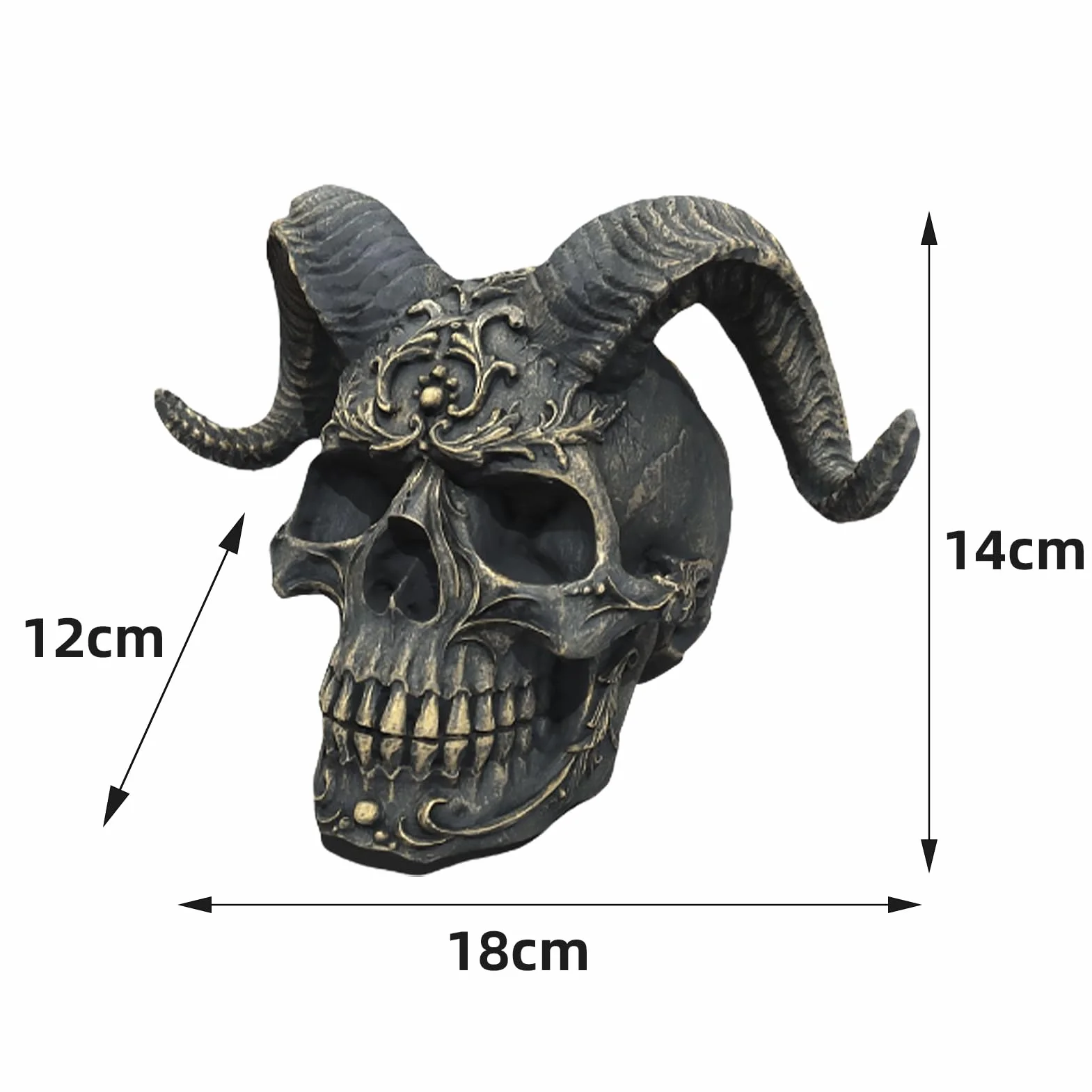 14CM figurka z czaszką demona - czarna rzeźba piekła, ozdoba na biurko, kreatywny model z żywicy, gotyckie akcesoria do domu na Halloween