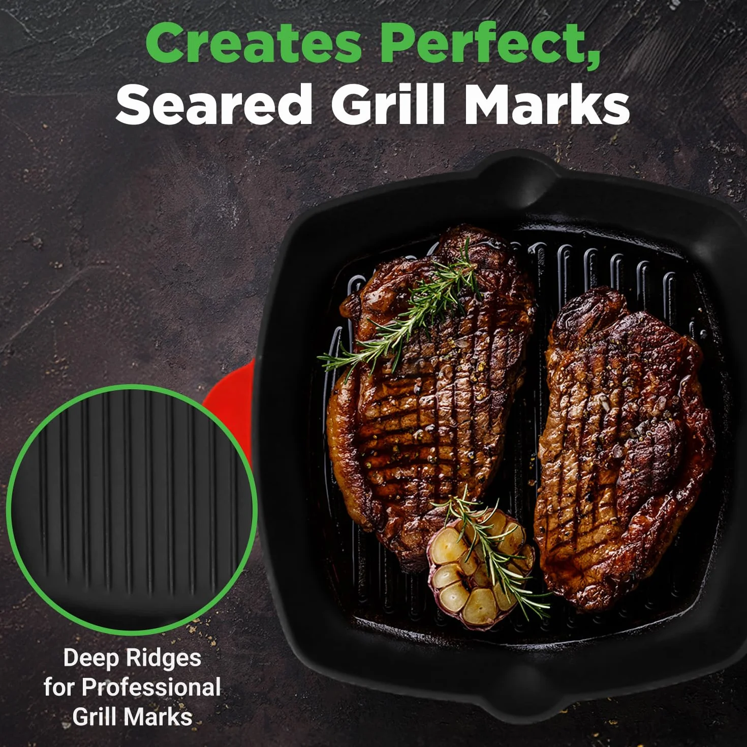 NutriChef Nieprzywierająca żeliwna patelnia grillowa 28 cm kwadratowa emaliowana do steków