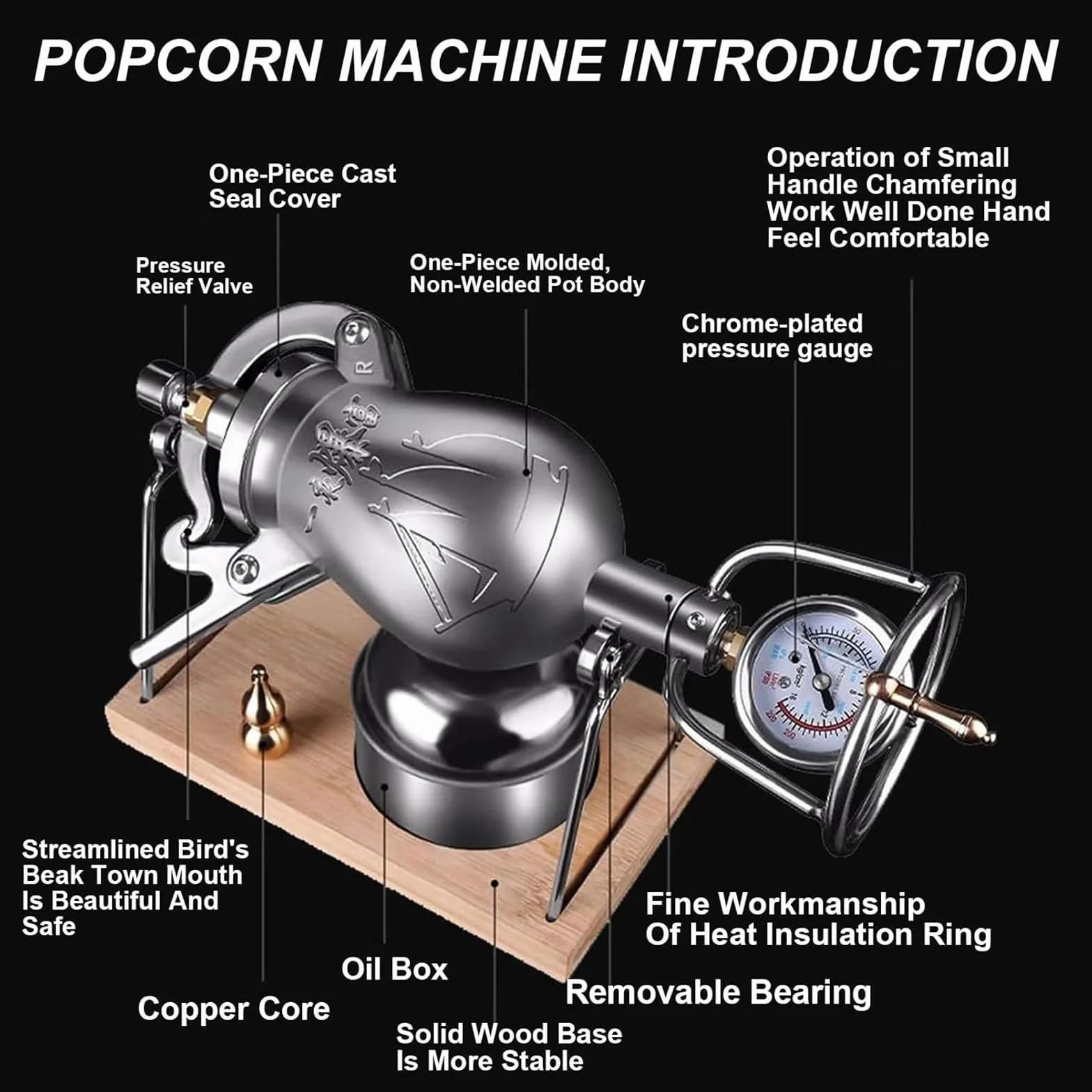 Profesjonalna maszyna do popcornu z manometrem 238 ml