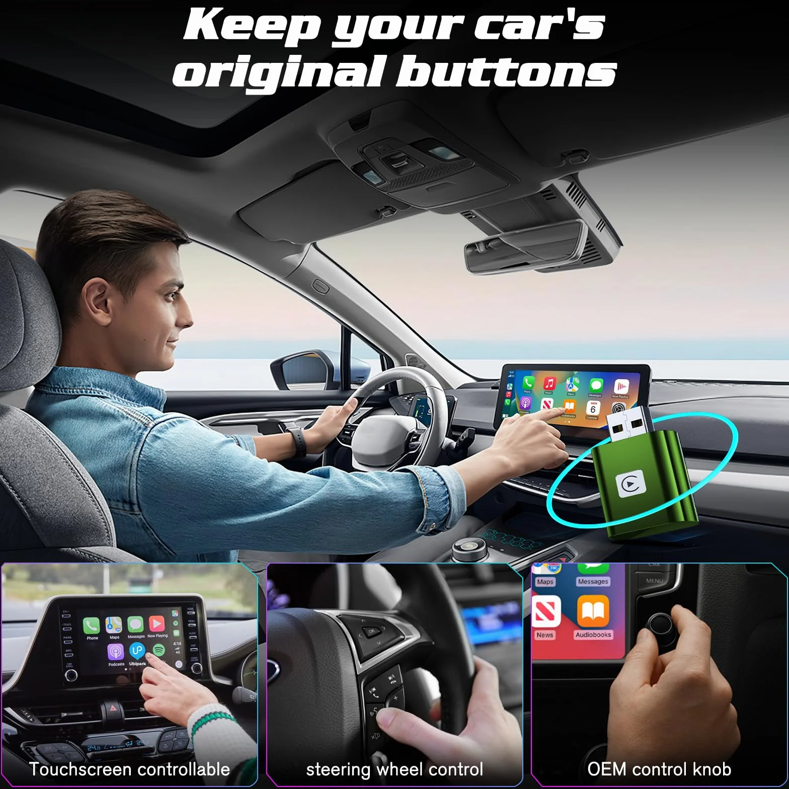 Mini Wireless Carplay Adapter UK for iPhone, 2025 Stable Universal Wireless carplay Adapter, Fast Convert Factory Wired to Wireless CarPlay Dongle Cars for Apple for iOS (NOT for Android)