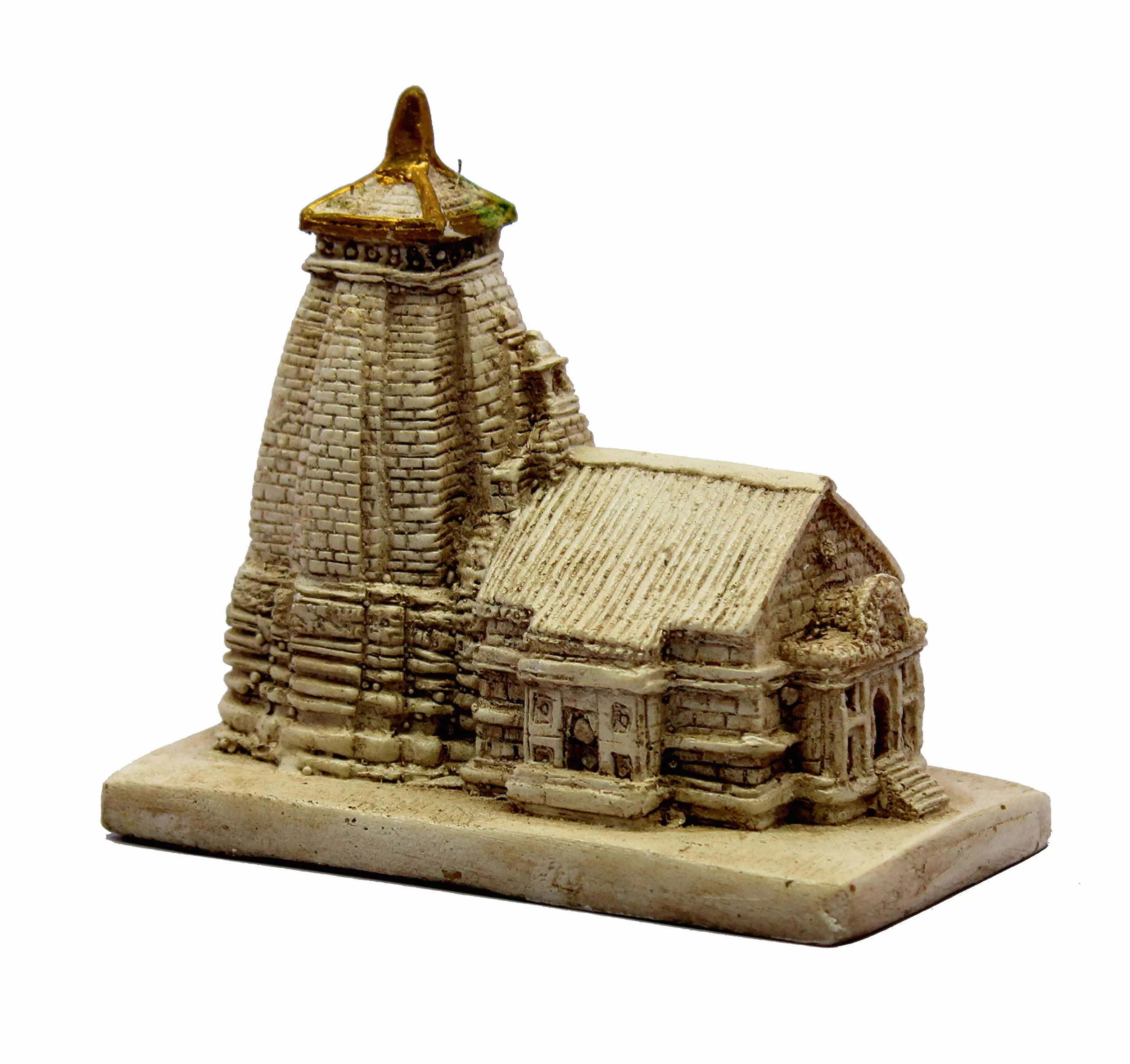 ESPLANADE Żywica Mahadev Mahadeva Kedarnath Temple Mandir miniaturowa figurka do samochodu świątyni, deski rozdzielczej, 8,3 cm, beżowa