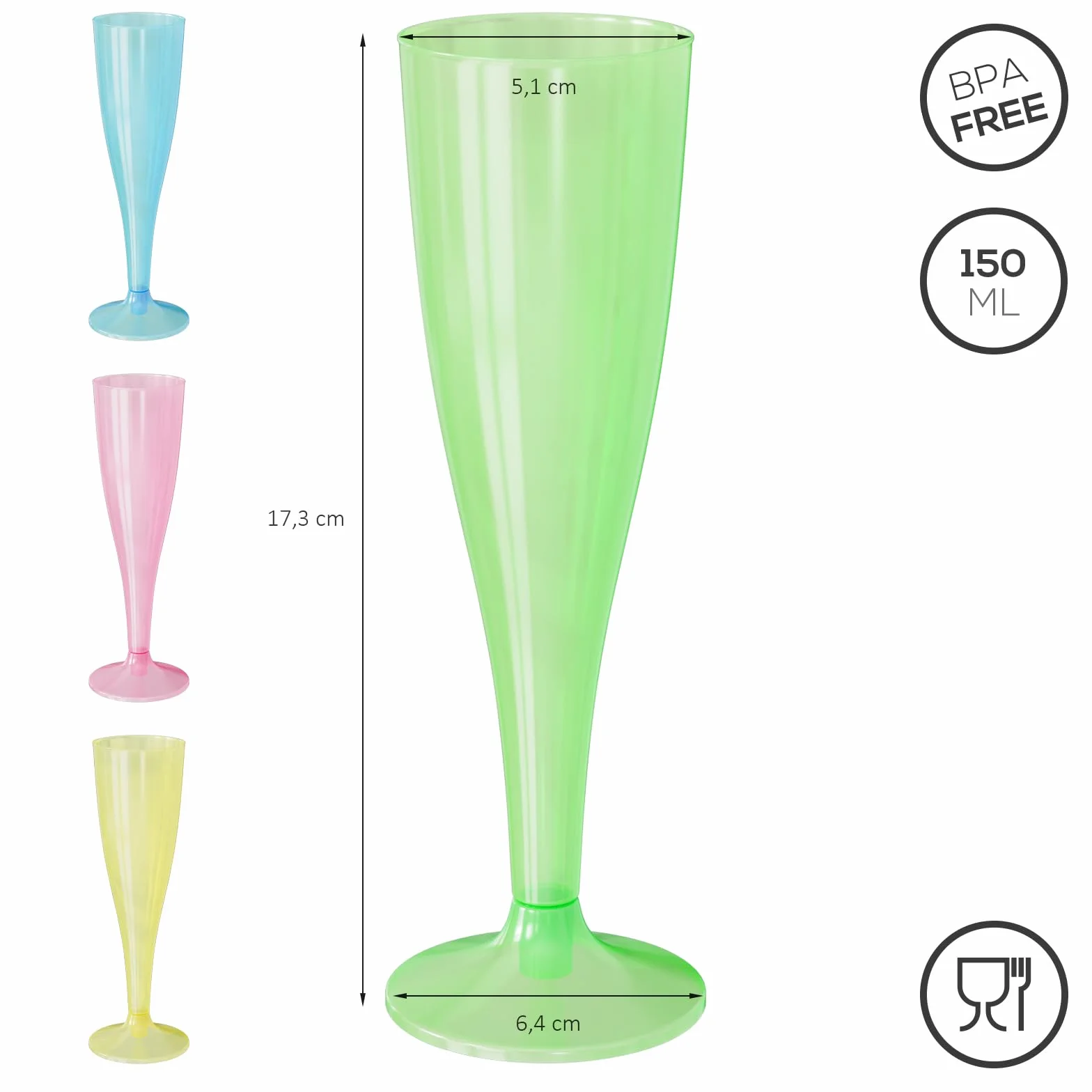 Kieliszki do szampana WELLGRO zestaw 150 ml nietłukące BPA