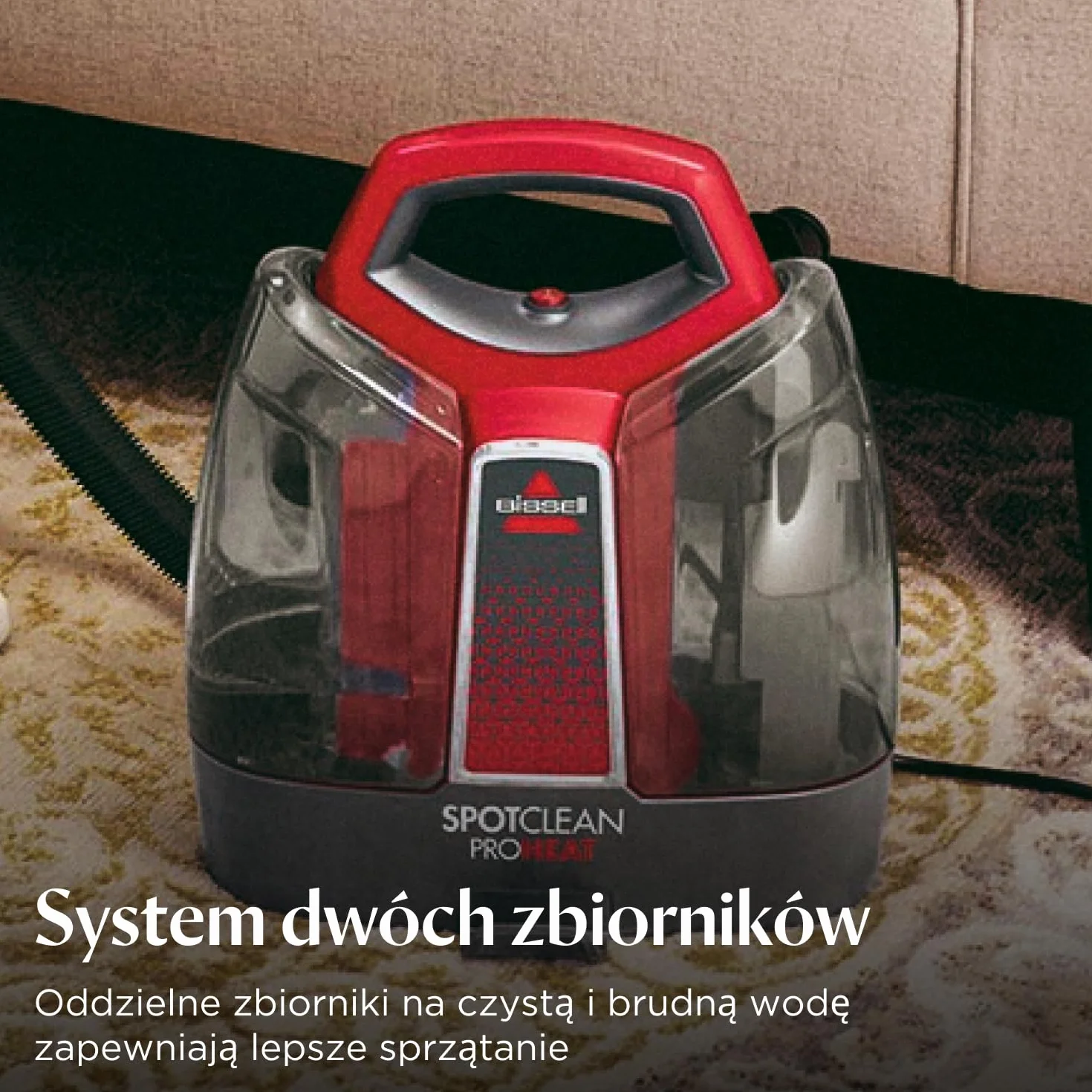 BISSELL SpotClean ProHeat, Odkurzacz Piorący do Tapicerki, Odkurzacz Wodny z Technologią HeatWave, Odkurzacz do Prania Dywanów, Tapicerki, Samochodów, Kanapy i Innych, Mocny Silnik 330W, 36988