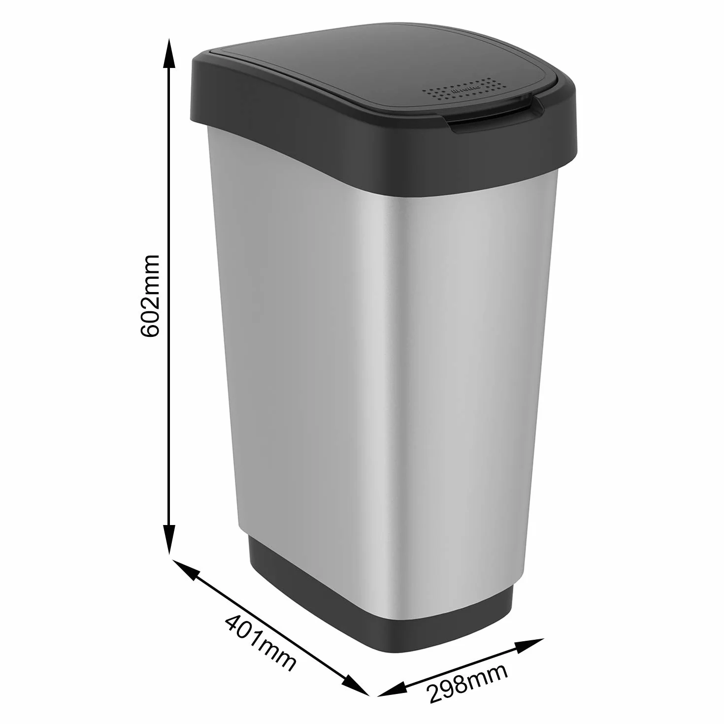 Rotho Twist Kosz na Śmieci, Polipropylen, Srebrny, 50L