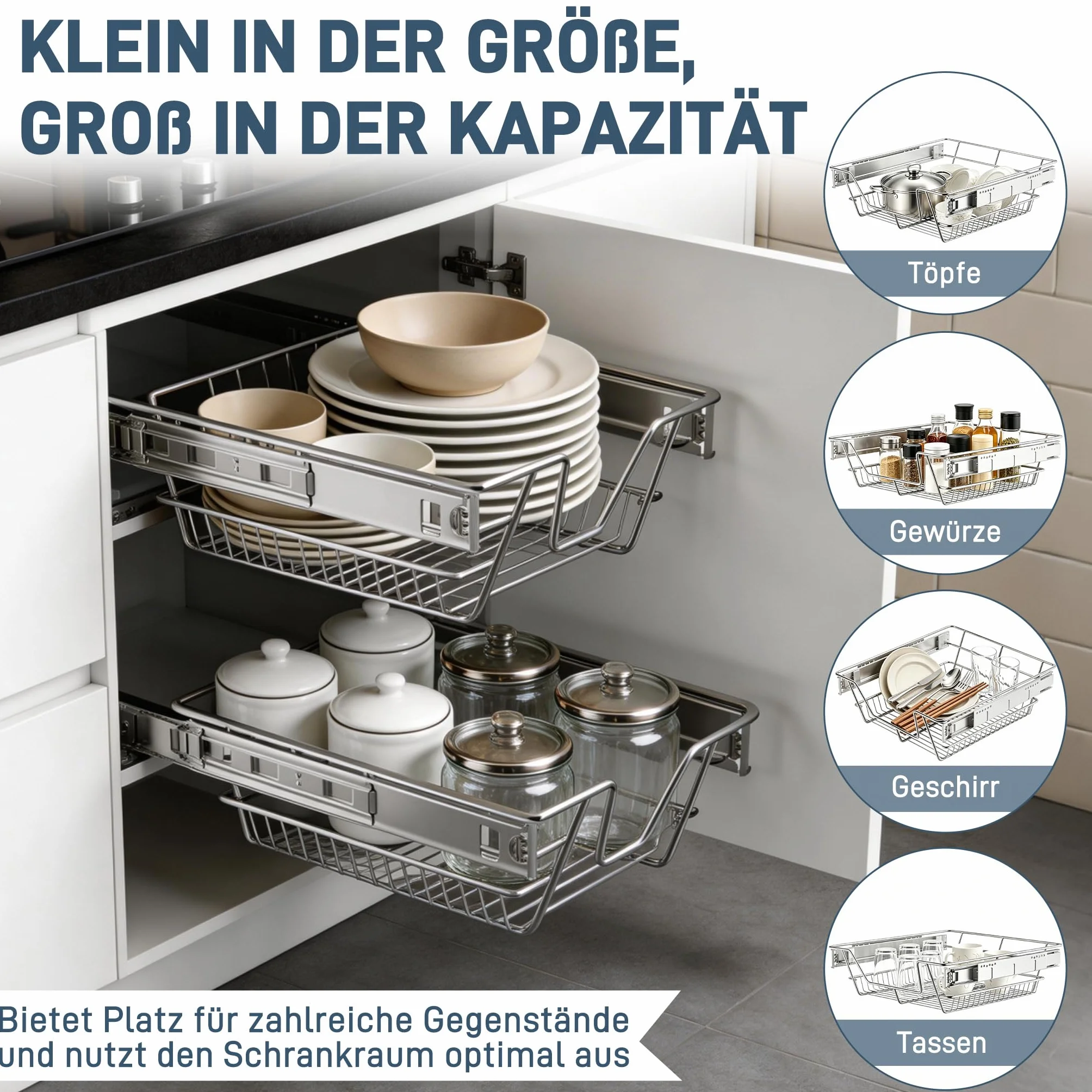 2-częściowa szafka kuchenna, teleskopowa szuflada apteczna, do sypialni, wysuwana półka, wysuwana półka, organizer do szafek 60 cm