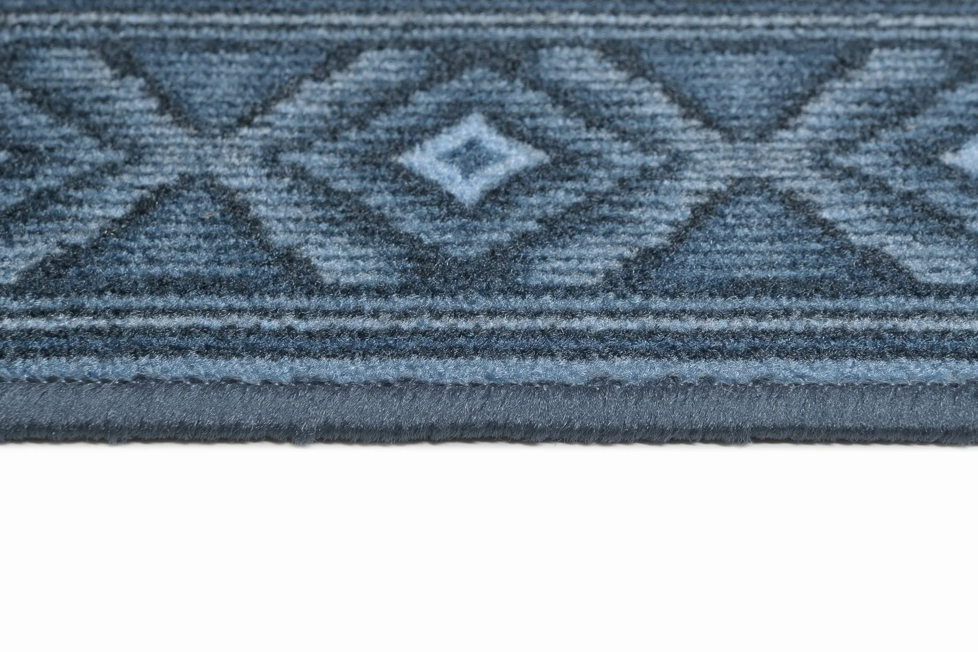 TAPISO Antypoślizgowy bieżnik z krótkim włosiem, gumowany, antypoślizgowy, towar sprzedawany na metry, niebieski, jasnoniebieski, kwadratowy, figurki, mostek, korytarz, hol, nowoczesne wzornictwo, 80