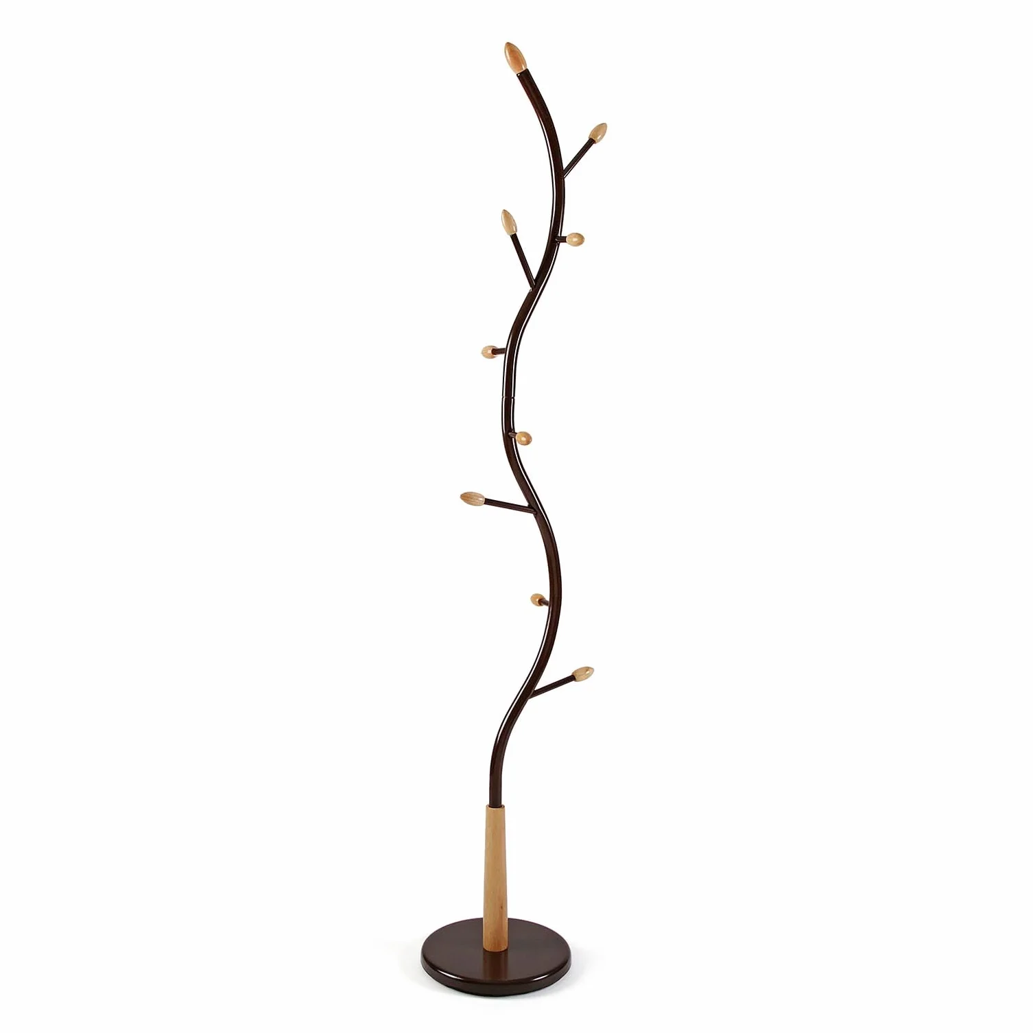 Versa Swindon Minimalistyczny wieszak na ubrania z 9 haczykami lub wieszakami na ubrania lub torby do przedpokoju, wymiary (wys. x szer. x gł.) 180 x 30 x 30 cm, metal, brąz