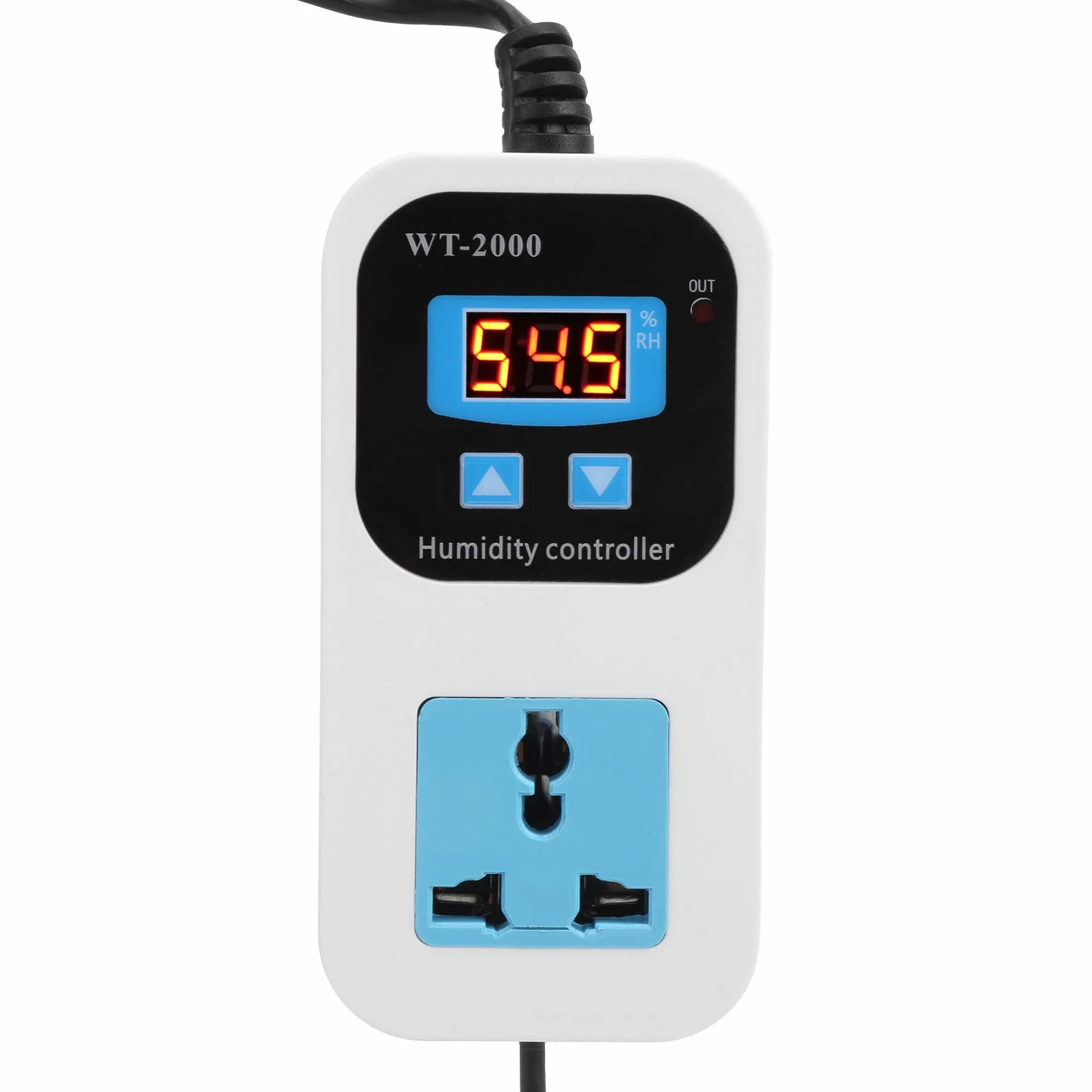 Cyfrowy Regulator Wilgotności Nawilżanie Gniazdo Przełącznika Osuszania Abs Higrostat 0% ~ 99% RH WT‑2000 110-220 V Narzędzia do Kontroli Wilgotności dla Magazynów Szklarnie(EU Plug)