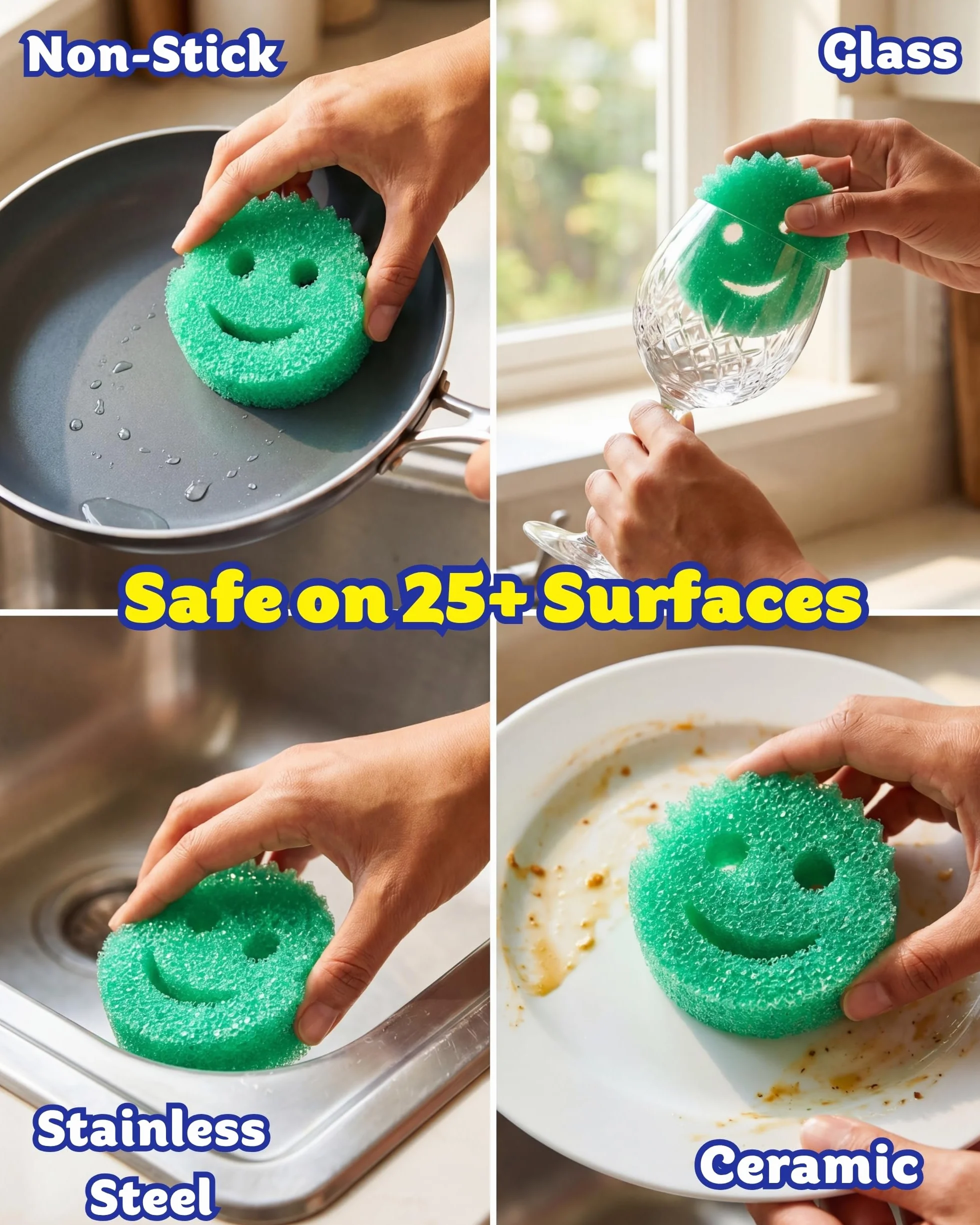 Scrub Mommy & Scrub Daddy Essentials Bundle - Wielopak do mycia gąbek, gąbka Dish do czyszczenia kuchni i łazienki, gąbka do czyszczenia bez zadrapań, odporna na wycieranie, mycie w zmywarce