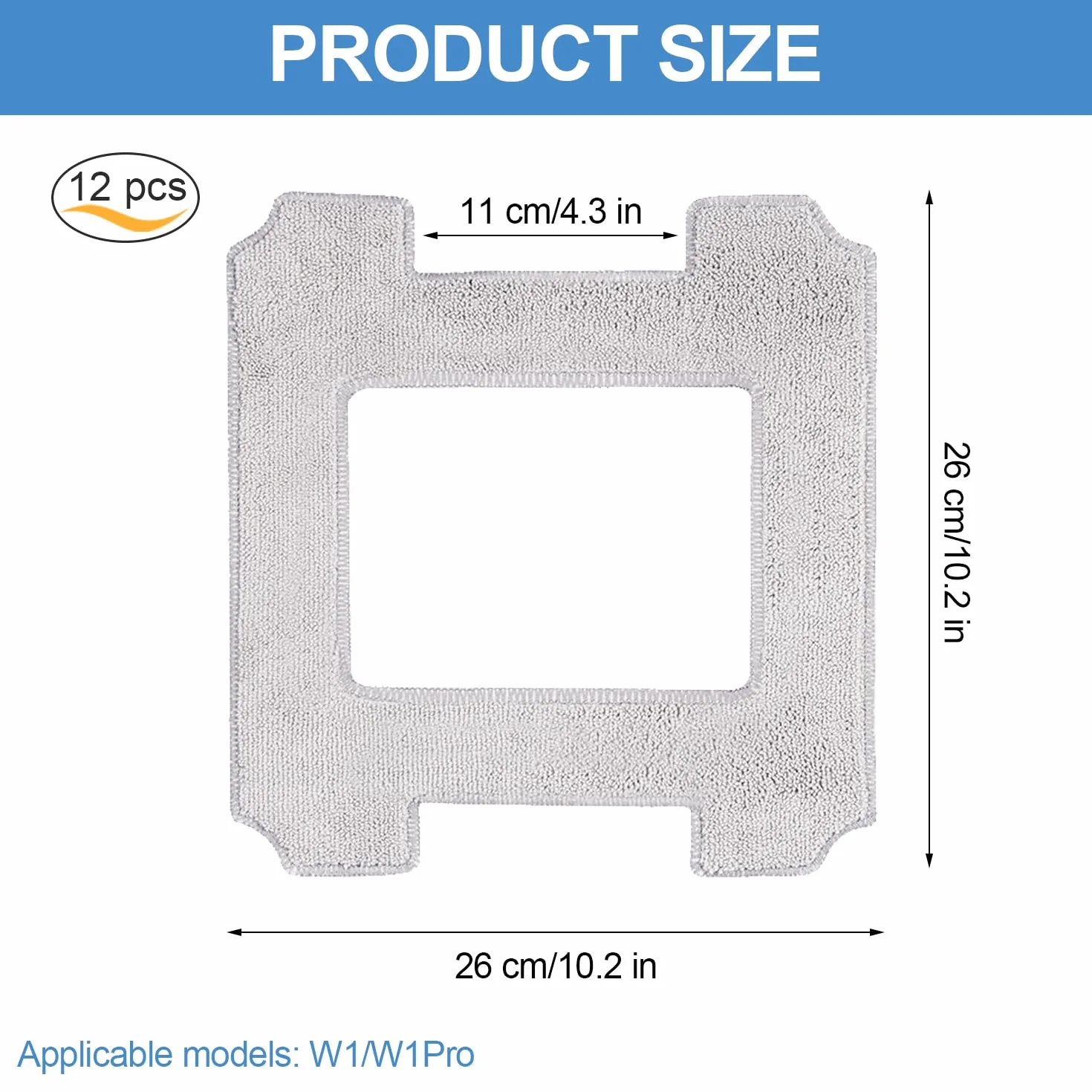 12 sztuk podkładek czyszczących do Ecovacs Winbot W1/W1 Pro, ściereczki do czyszczenia, części zamienne, mop z mikrofibry, nadaje się do prania, do odkurzaczy okiennych, ściereczek wielokrotnego