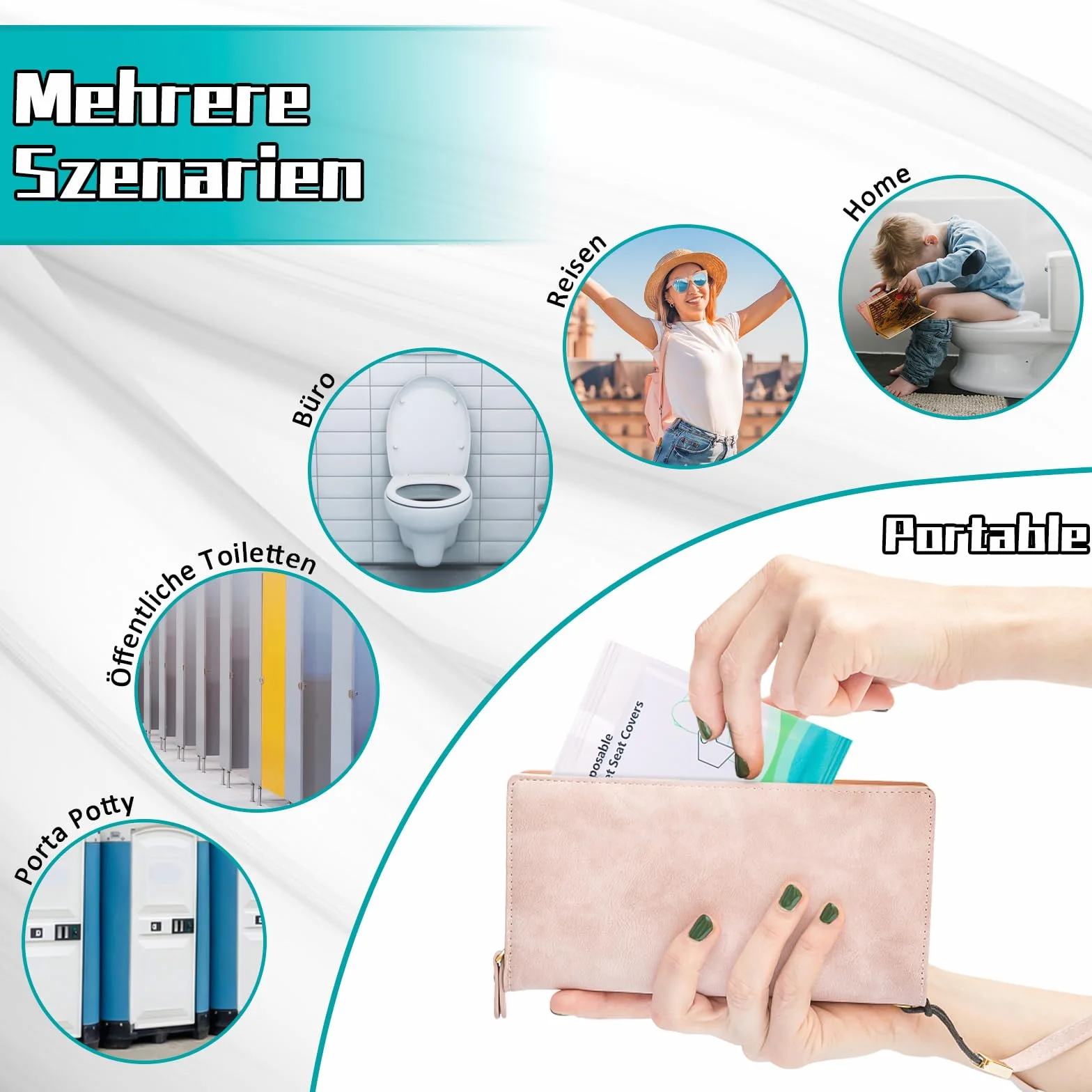 Ghope 50 sztuk jednorazowych pokrowców na deskę sedesową przenośne mata WC ochrona toalety