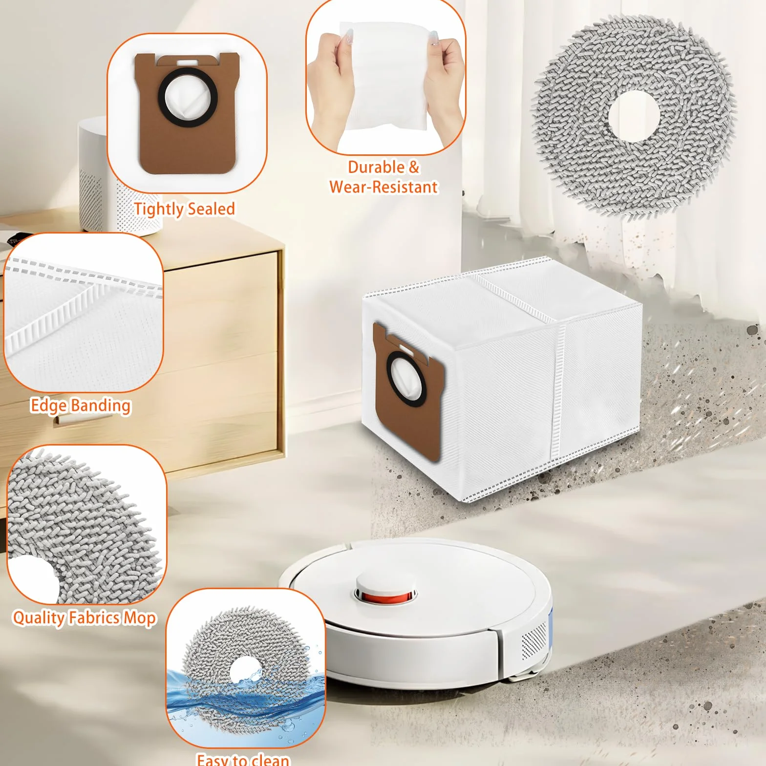 USHOP 18-częściowy zestaw akcesoriów do Xiaomi Robot Vacuum X20+/ X10+ Dreame S10 / L10s Ultra robot odkurzający