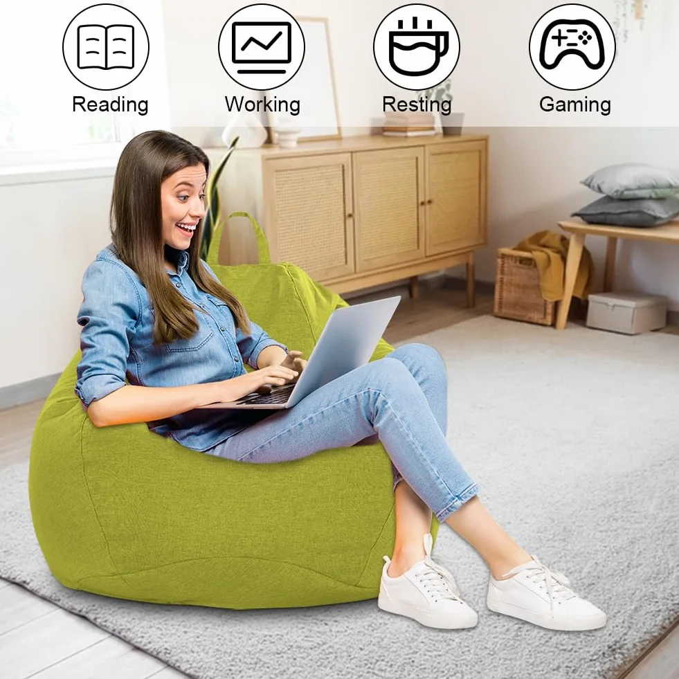 Gohytal Worek do siedzenia dla dzieci i dorosłych, 100 x 120 cm Worek do siedzenia dla dorosłych, Duży Gaming worek do siedzenia XL Bean Bag Chair, tylko pokrowiec bez wypełnienia, Fotel worek do
