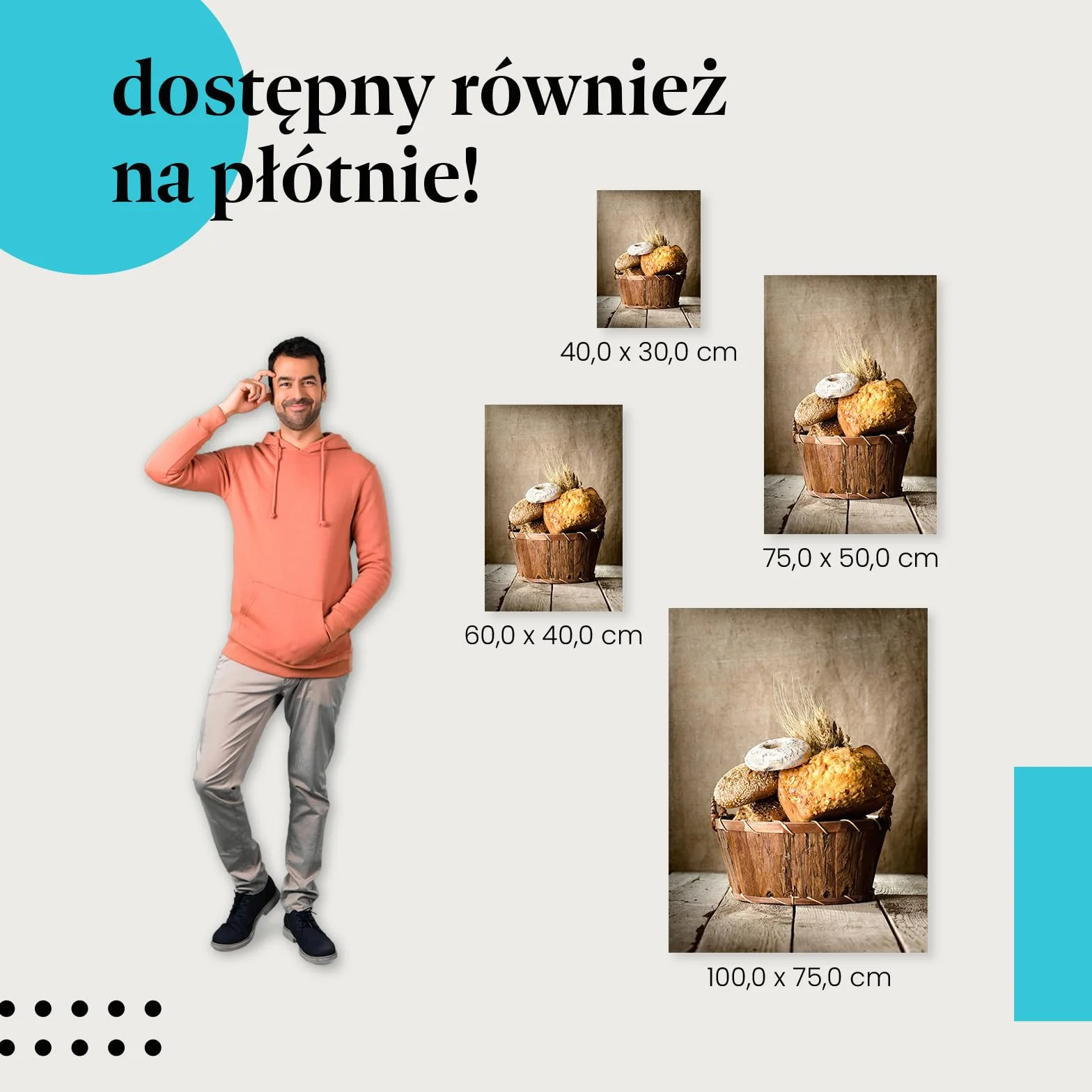 Postereck - 2662 - Kosz z Chlebem, Śniadanie, Pieczywo, Kuchnia – Wydruk, Dekoracja Ścienna - ekran - 100,0 cm x 75,0 cm