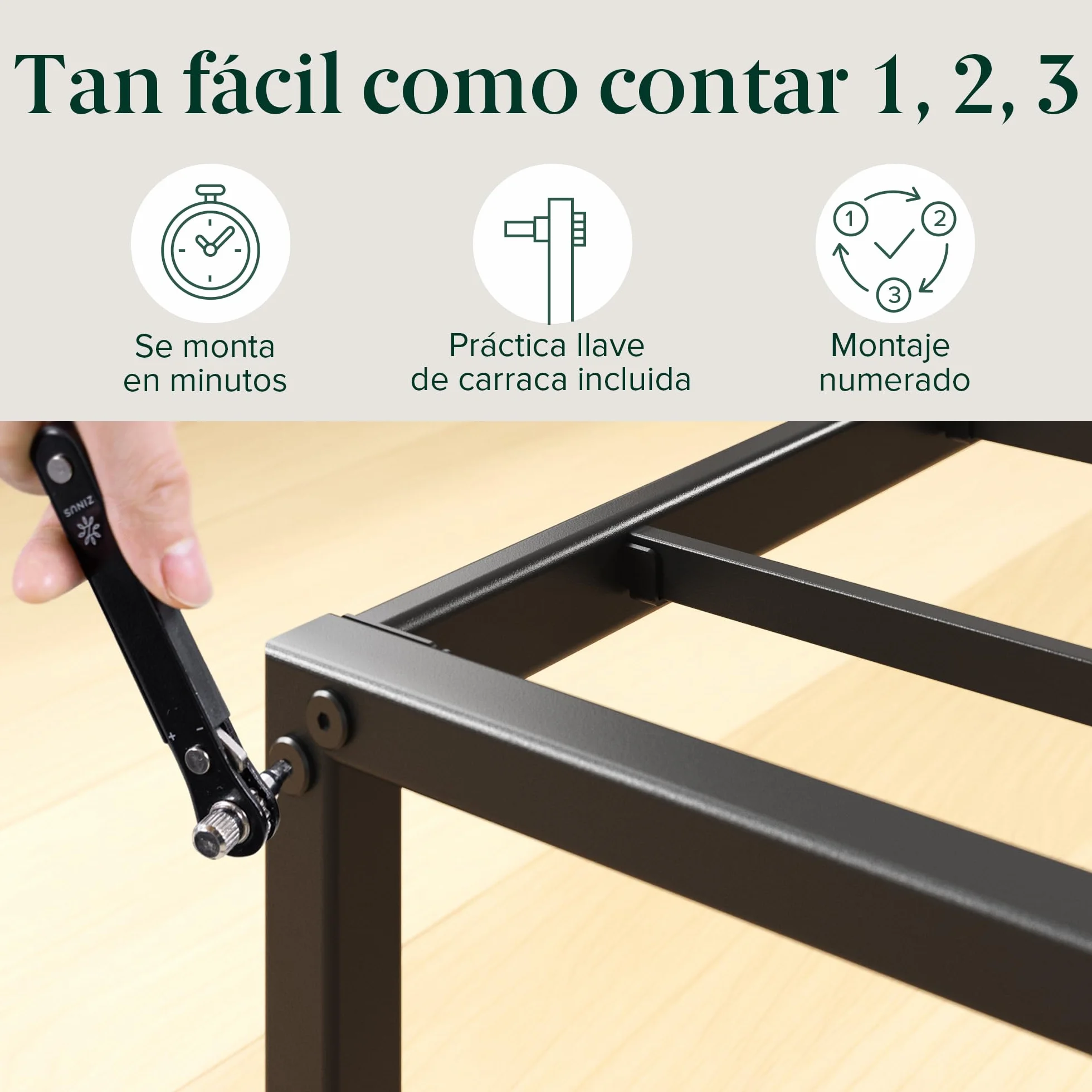 Zinus Łóżko Lorelai 135x190 cm - Wysokość 36 cm ze schowkiem pod łóżkiem - Metalowa rama łóżka platformy - biała