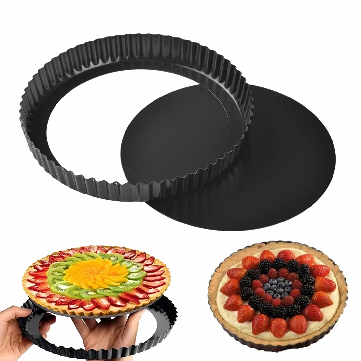 LATRAT Forma do tarty 28 cm patelnia Quiche z wyciąganym dnem powłoka nieprzywierająca