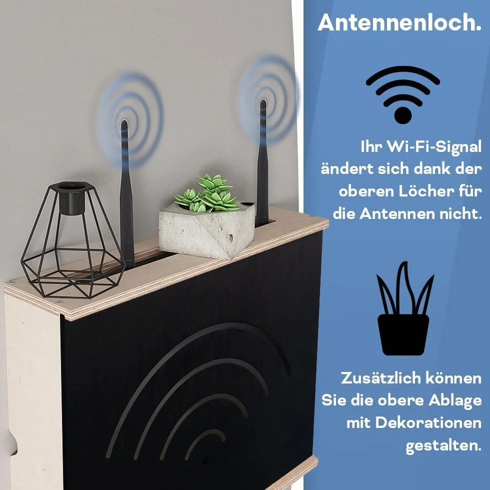 MOE UHANE Szafka do przechowywania routerów, skrzynka na routery, skrzynka na routery, skrzynka ścienna, półka WiFi, wyprodukowana w UE (40 x 9,5 x 32)
