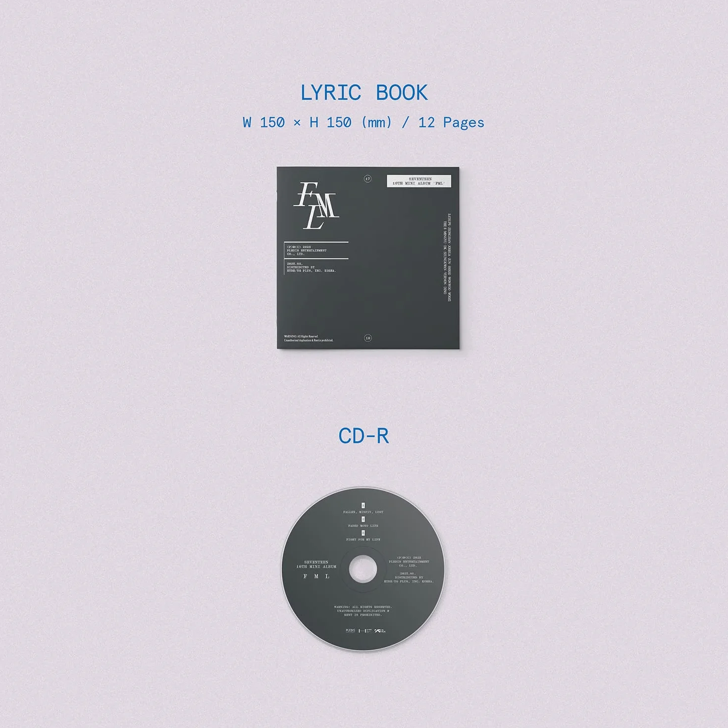 SEVENTEEN 10th mini album [FML] (Deluxe Ver), Outbox + Photo Book + Lyric Book + CD-R, Photocard + Team Photocard + Paper Tag + plakat składany + 2 odznaki na guziki + 4 dodatkowe zdjęcia
