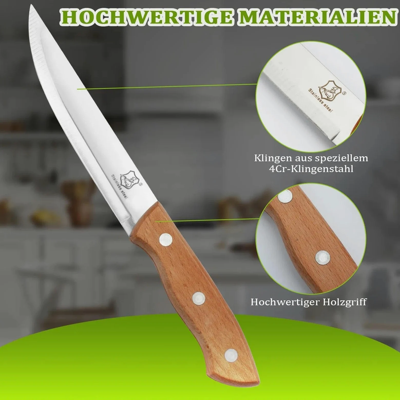 Zestaw 2 noży do obierania, nóż kuchenny, do owoców i warzyw, ostry nóż do warzyw i owoców ze stali nierdzewnej z ergonomicznym drewnianym uchwytem do krojenia owoców i warzyw