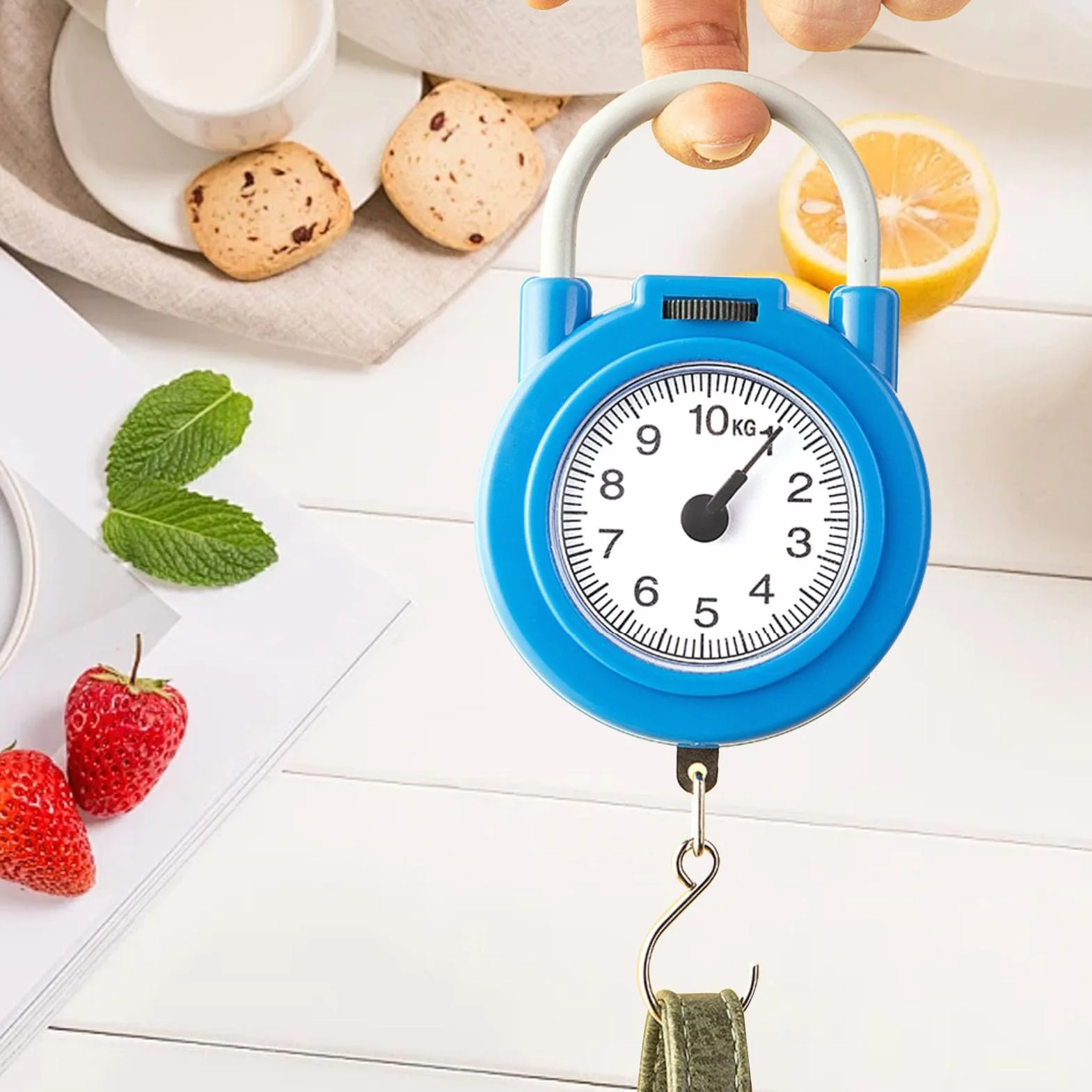 Waga Sprężynowa 10 kg Ręczna Waga Bagażowa z Hakiem BLUE