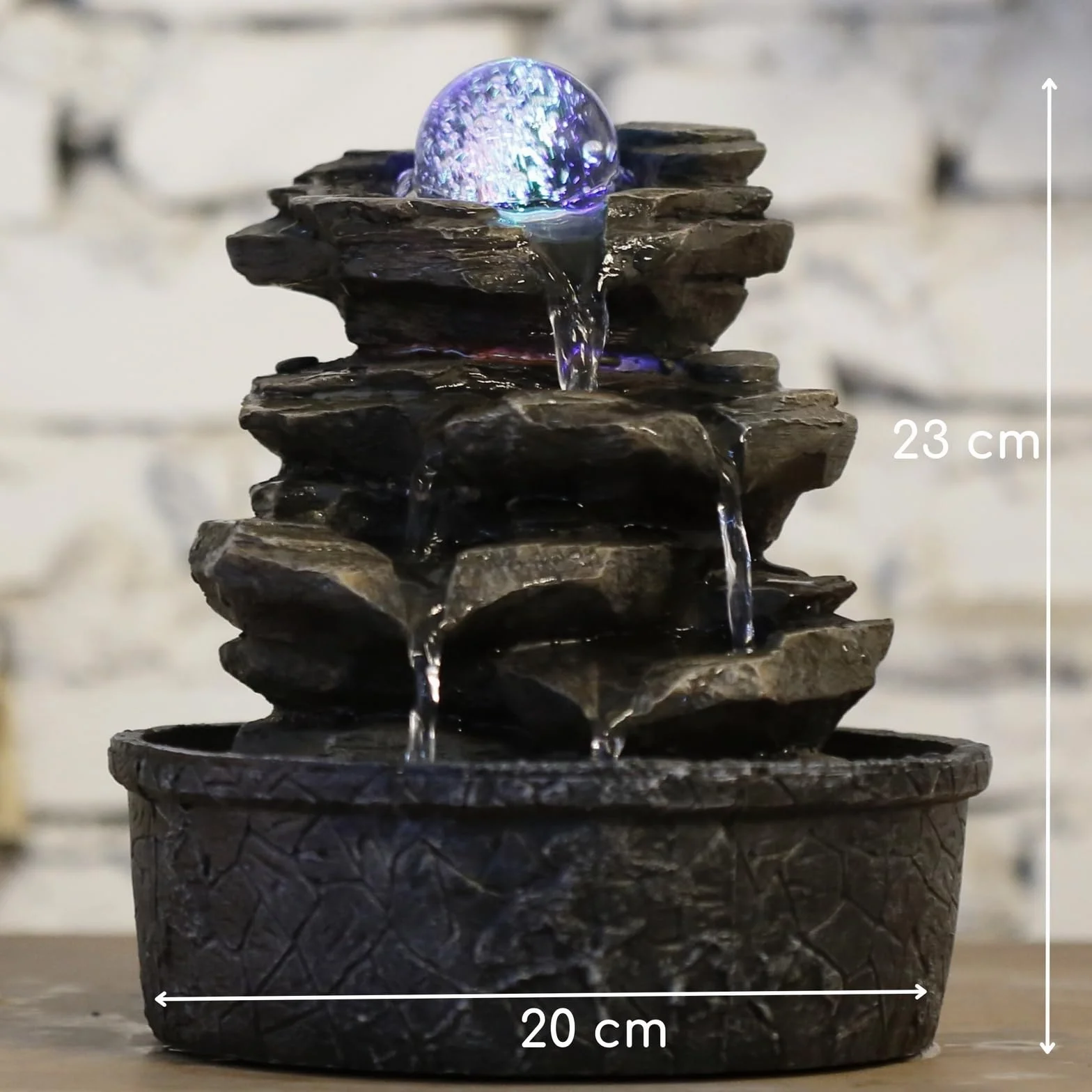 Zen Light Little-Rock Fontanna Dekoracyjna, Ciemnobrązowy, 20 x 20 x 23 cm