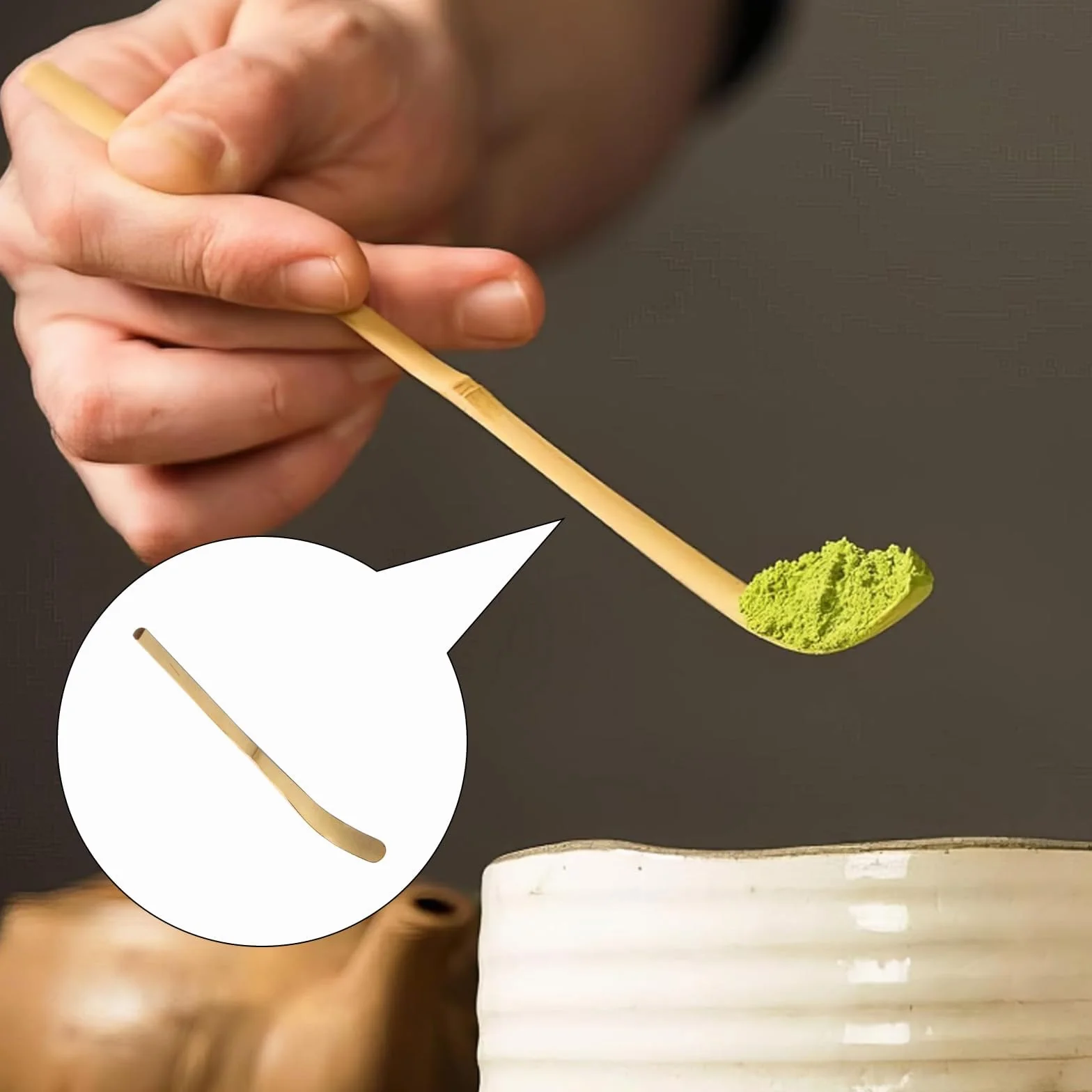 łyżki bambusowe do matcha, 2 SZT. Japońskie Chashaku 18 cm zielona łyżka do herbaty na ceremonię herbaty, łyżki do matcha, bambusowa łyżka do kawy i herbaty oraz espresso - akcesoria do