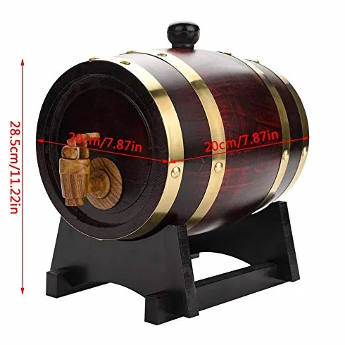 Beczka do whisky, dębowa, drewniana, dozownik wina, 1,5 l, beczka do whisky, dąb vintage, beczka na wino z kranikiem, do domu, na imprezę, dla miłośników wina, przechowywania alkoholi (1,5 l)