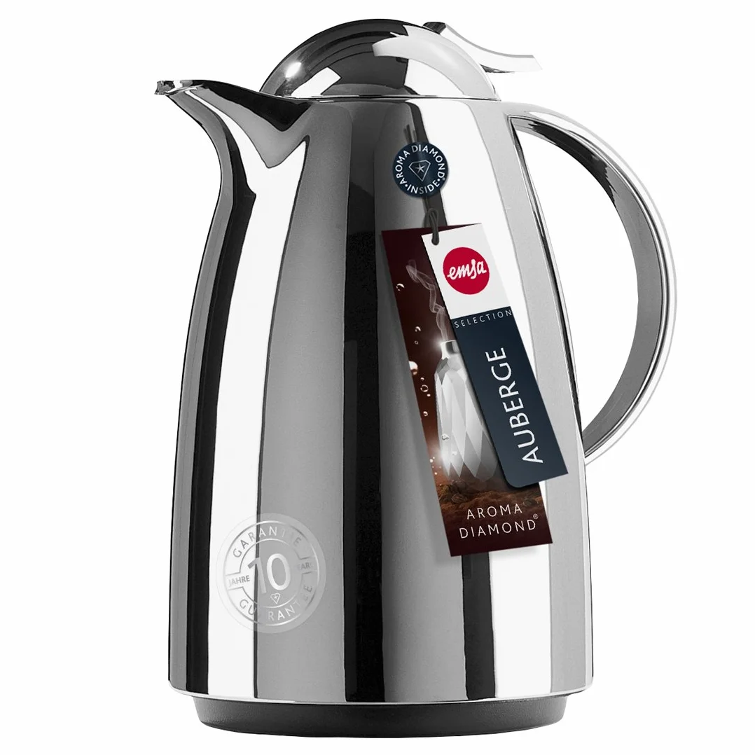 Emsa 624151600 butelka próżniowa Auberge Quick-Tip, 1,5 l, chrom
