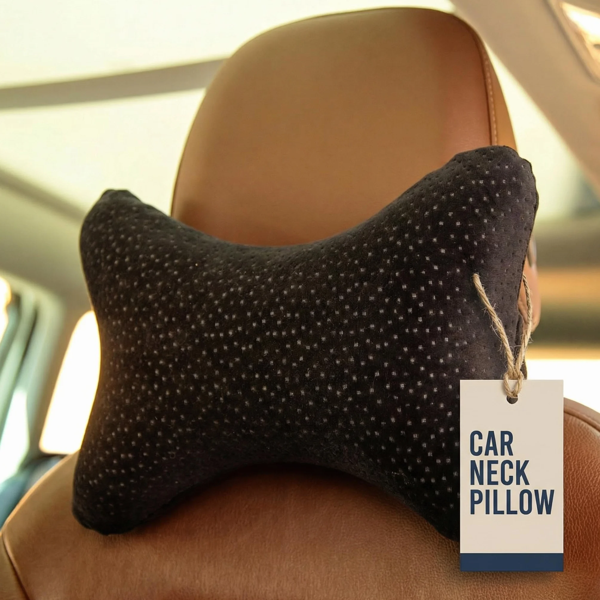 Aeris Samochodowa poduszka pod szyję z regulowanym paskiem i przenośną torbą, premium pianka z pamięcią kształtu, podróżna poduszka pod szyję do samolotów, autobusów, pociągów, można prać w pralce,