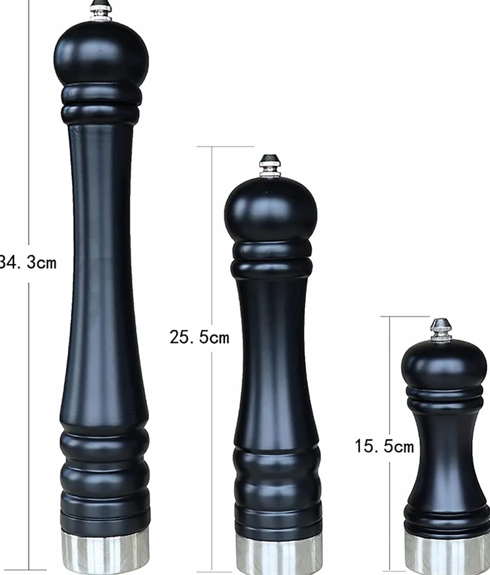 Młynek do pieprzu czarnego, młynek do pieprzu soli morskiej, fantazyjny uchwyt Teppanyaki, ceramiczny rdzeń szlifierski z litego drewna, regulowana grubość - 3 szt