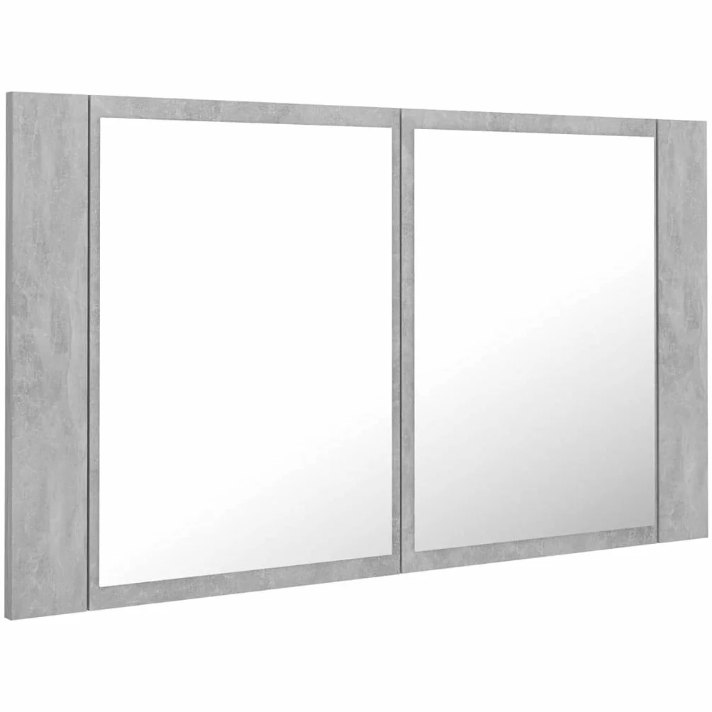 Szafka łazienkowa z lustrem LED, betonowa, szara, 80 x 12 x 45 cm, akryl, szafki i przechowywanie, szafki toaletkowe, szafki łazienkowe