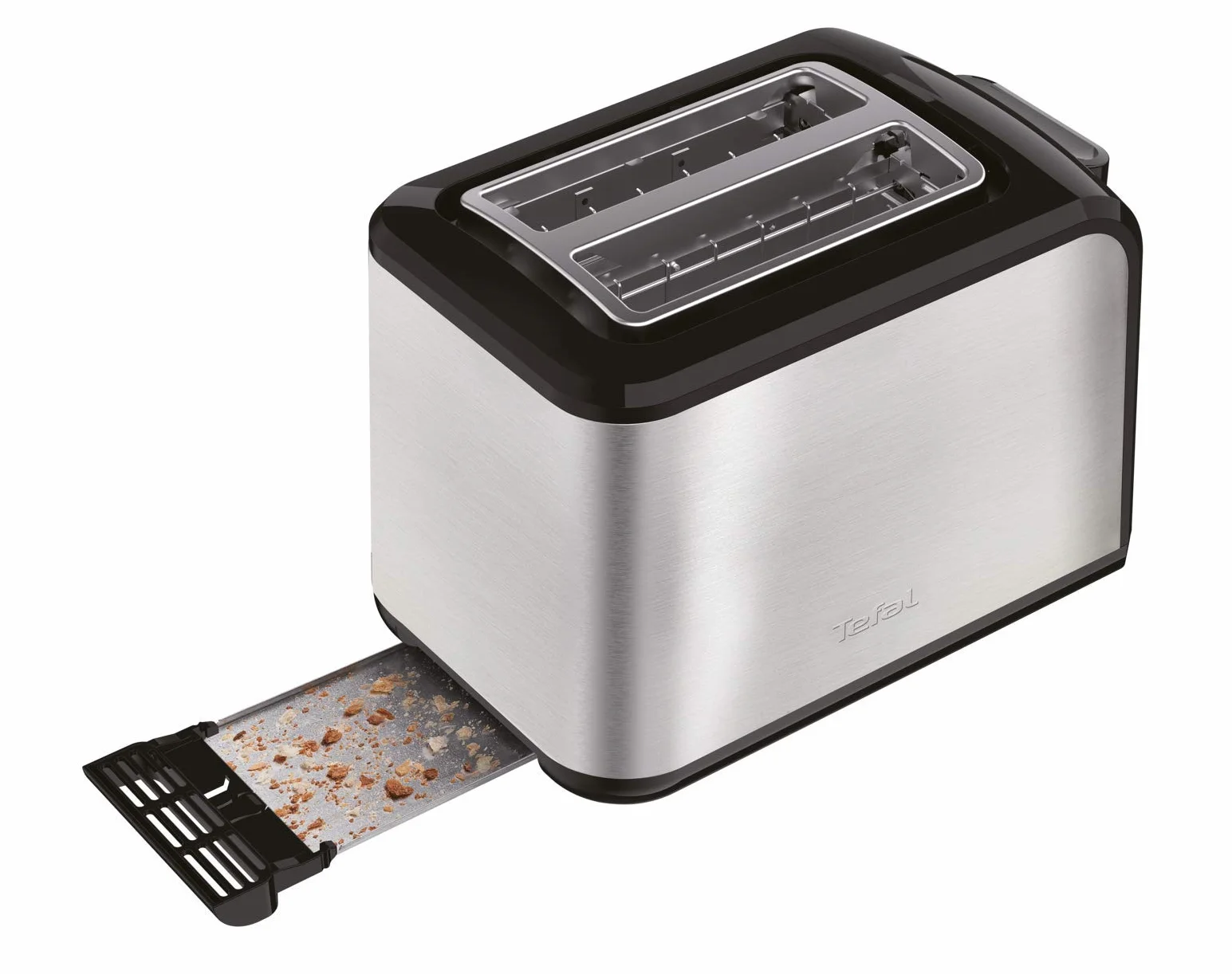 Tefal TT410D Express Toster na 2 kromki, czarny, stal nierdzewna, moc 850 W, szerokość szczeliny 160 mm, 7 poziomów przyrumienienia