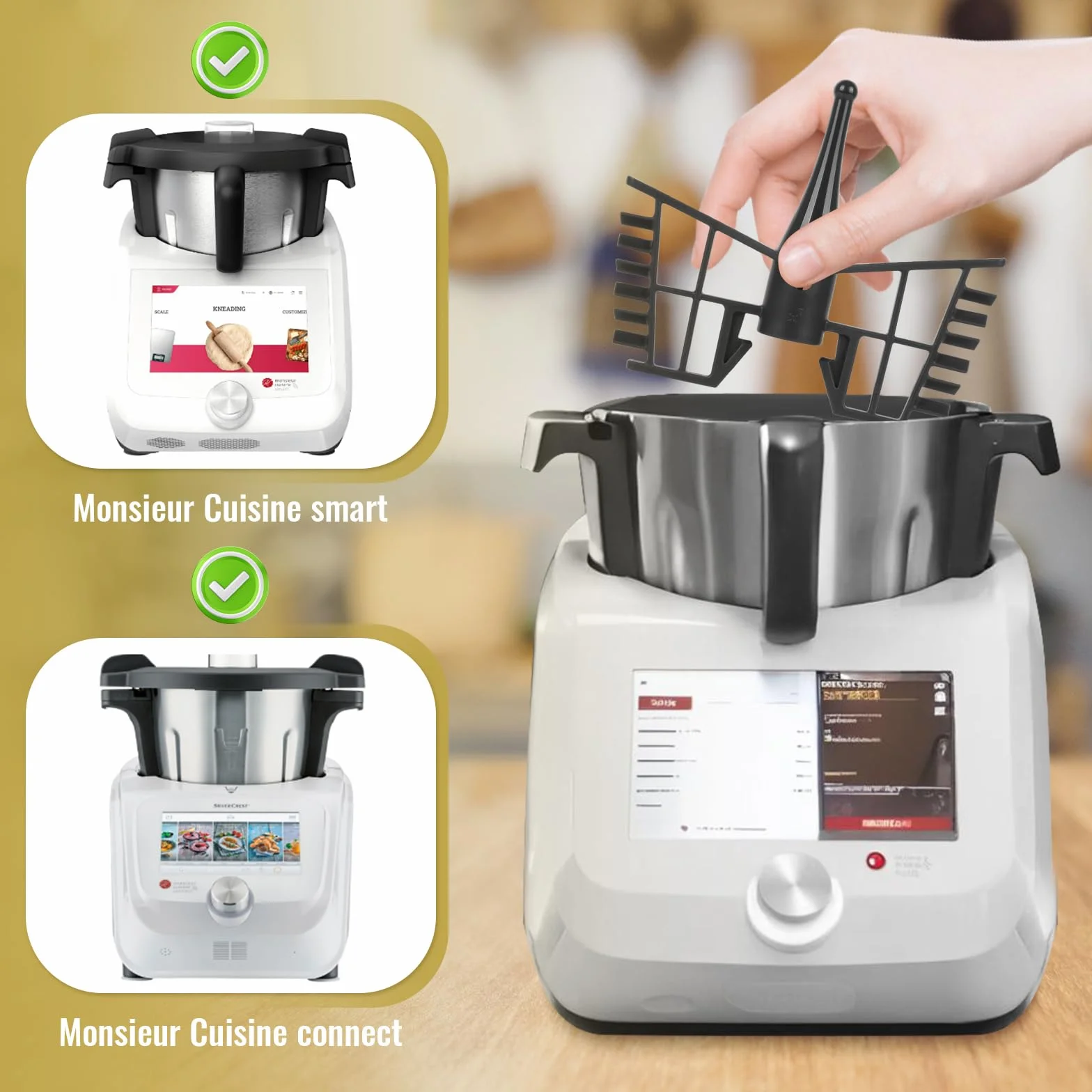 Trzepaczka motylkowa dla Monsieur Cuisine connect i smart LIDL Silvercrest, trzepaczka do miksera kuchennego, idealna do przygotowywania kremowych deserów