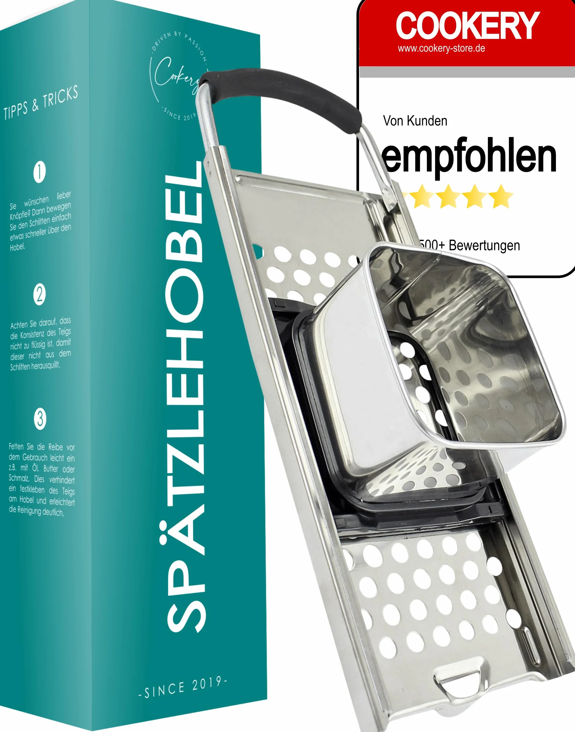 Cookery Strug do szpecli, tarka do szpecli, prasa do szpecli, ze stali nierdzewnej, do wszystkich garnków i długich, grubych szpecli, sito szpecli, deska do szpecli, tarka