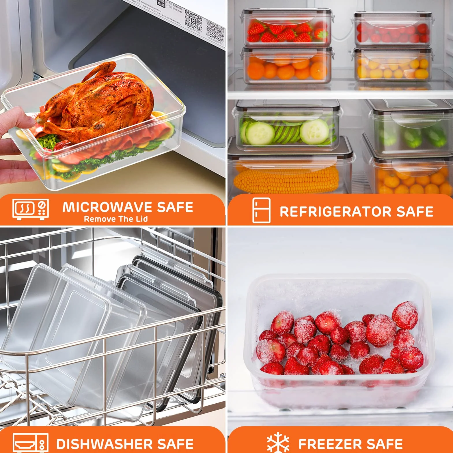 44 szt. pojemnik do przechowywania żywności z pokrywką (22 pokrywki i 22 pojemniki) – szczelny, szczelny plastikowy zestaw do organizacji kuchennych, wielokrotnego użytku, do kuchenki mikrofalowej,