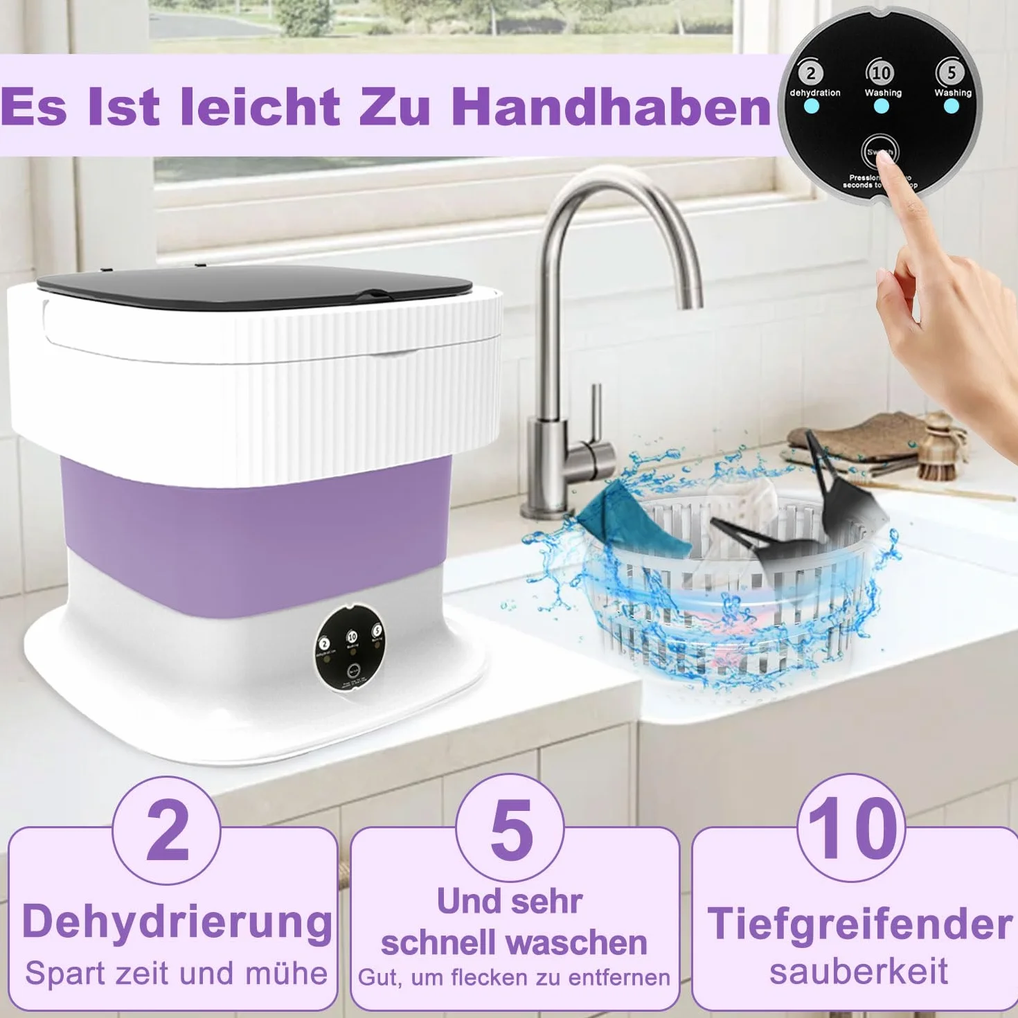Składana mini pralka, 2 w 1, 12 l, składana, głębokie czyszczenie bielizny, innych małych ubrań, 60 W, przenośna pralka z koszem odpływowym do mieszkania, hotelu