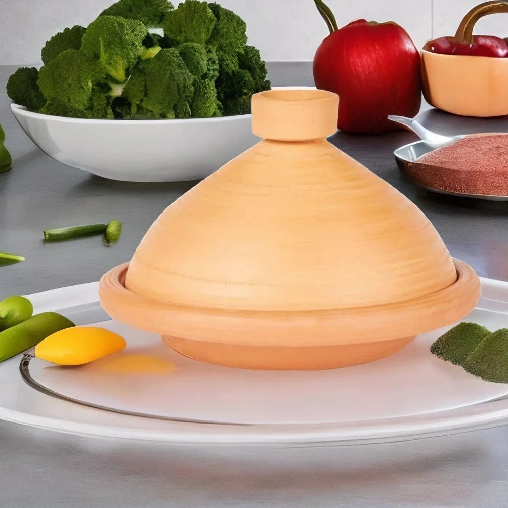 Marokański garnek Tajine do gotowania | zapiekanka nieszkliwiona Tuareg Ø 27 cm dla 1-3 osób | łącznie z przepisami i instrukcją obsługi | Oryginalny garnek gliniany ręcznie suszony z Maroka