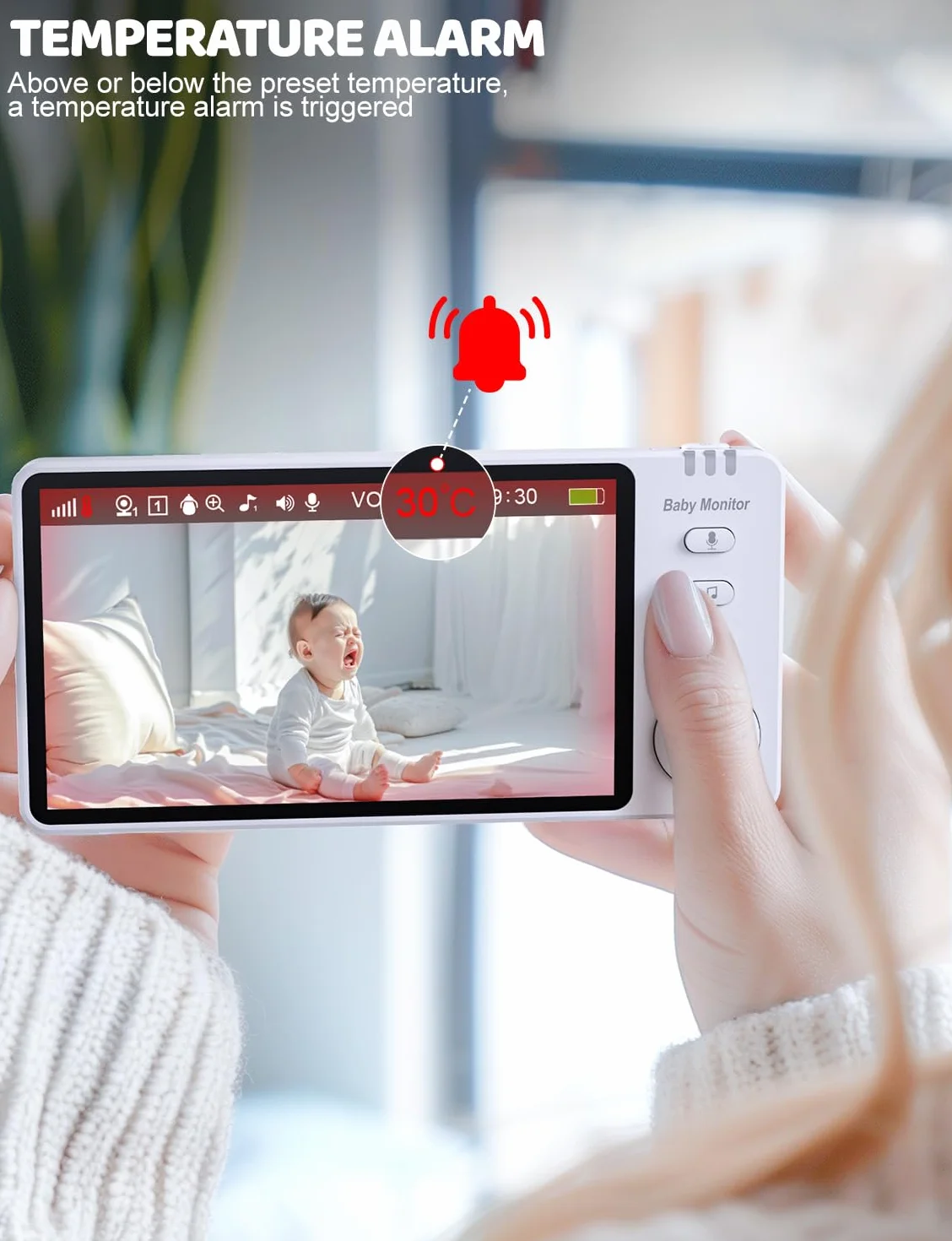 OBVHNUA Baby Monitor 5 sztuk Kamera dla niemowląt Ekran 720P HD Babyphone Wideo Baby Monitor z Pan-Tilt 2X-4X Zoom Wizja nocna VOX Intercom 8 Kołysanek 5 Budzik Temperatura Czas
