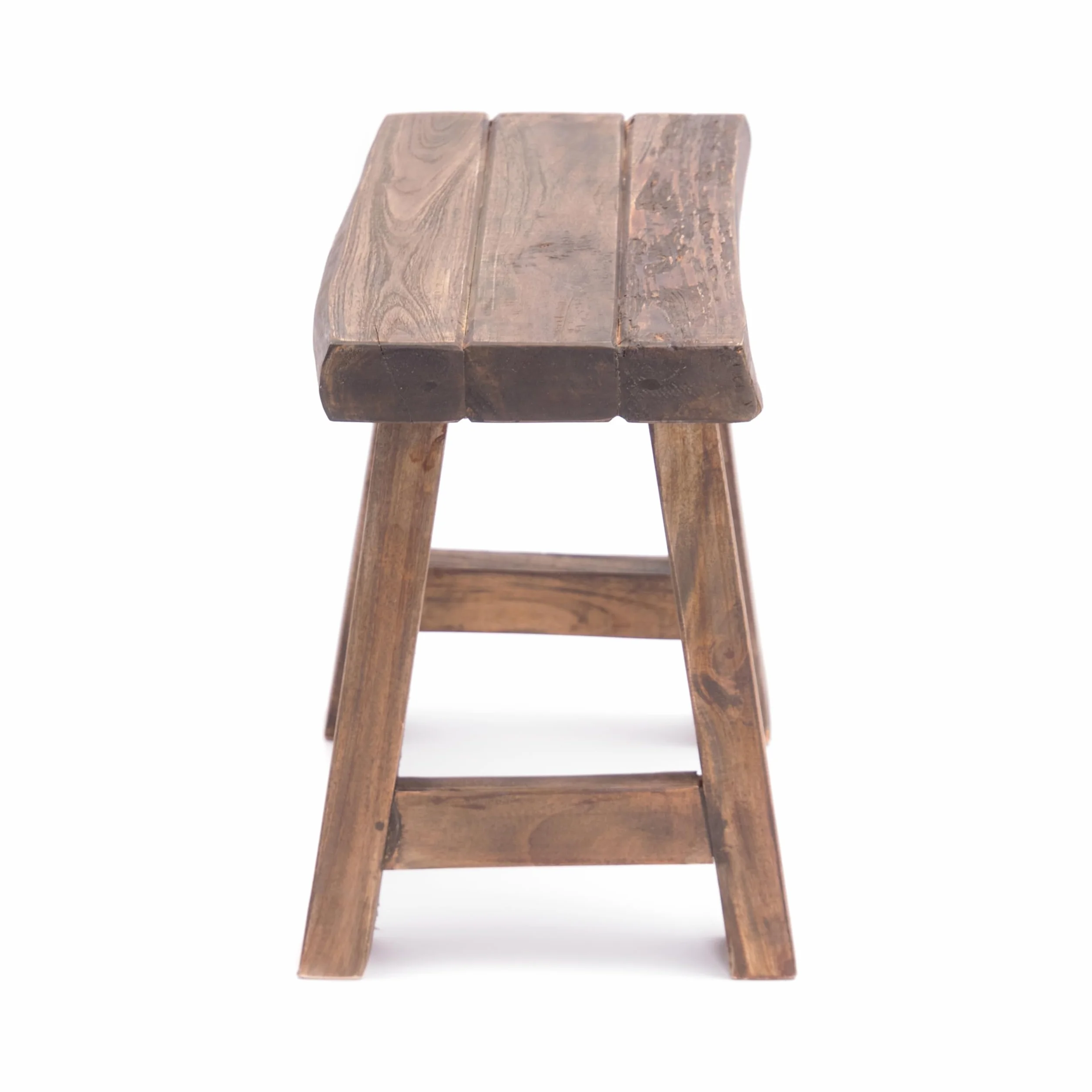 DESIGN DELIGHTS Rustykalny stołek z drewna tekowego | Brązowy | Dla roślin pomocniczych | Drewno