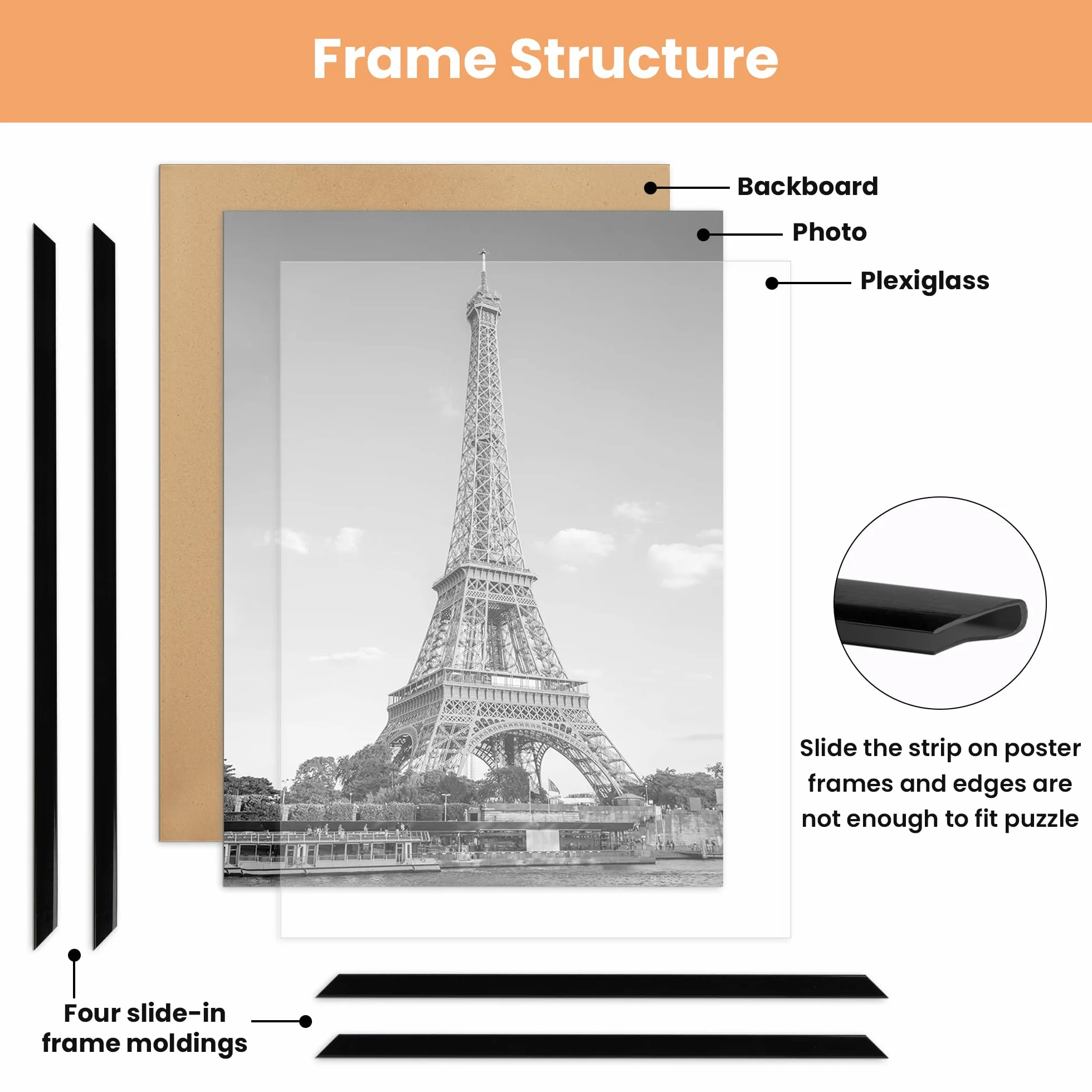 upsimples 3 Pack ramek na zdjęcia 40x60, 40x60 cm rama na zdjęcia czarna do fotogalerii, wkładka, montaż poziomy lub pionowy na ścianie